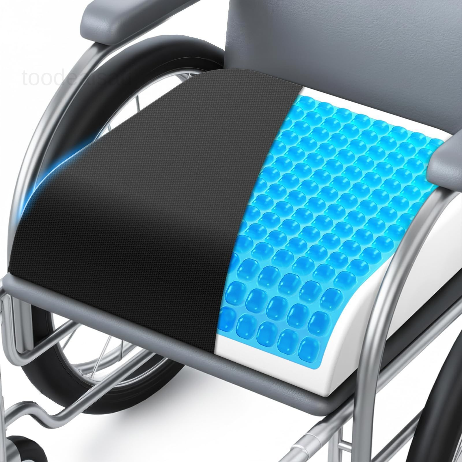 Wheelchair Seat Cushion for Pressure Relief, Cooling Gel Memory Large, Black