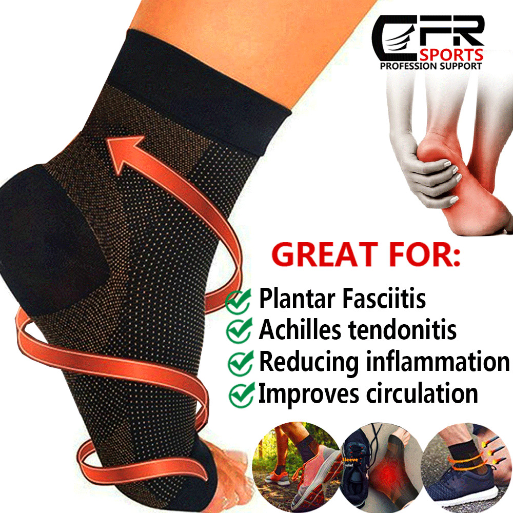 Copper Silver Ankle Support Socks, Compression Sleeve for Foot Soreness Unisex