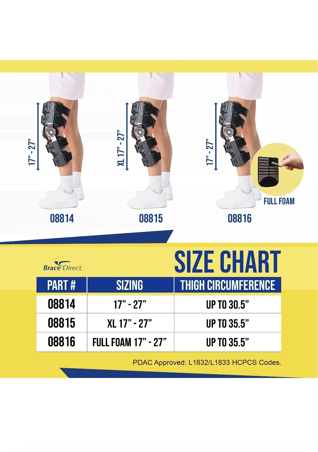 Breg T-Scope Premier Post Op Knee Brace – Black (08814) + Tri Panel Knee Immob..