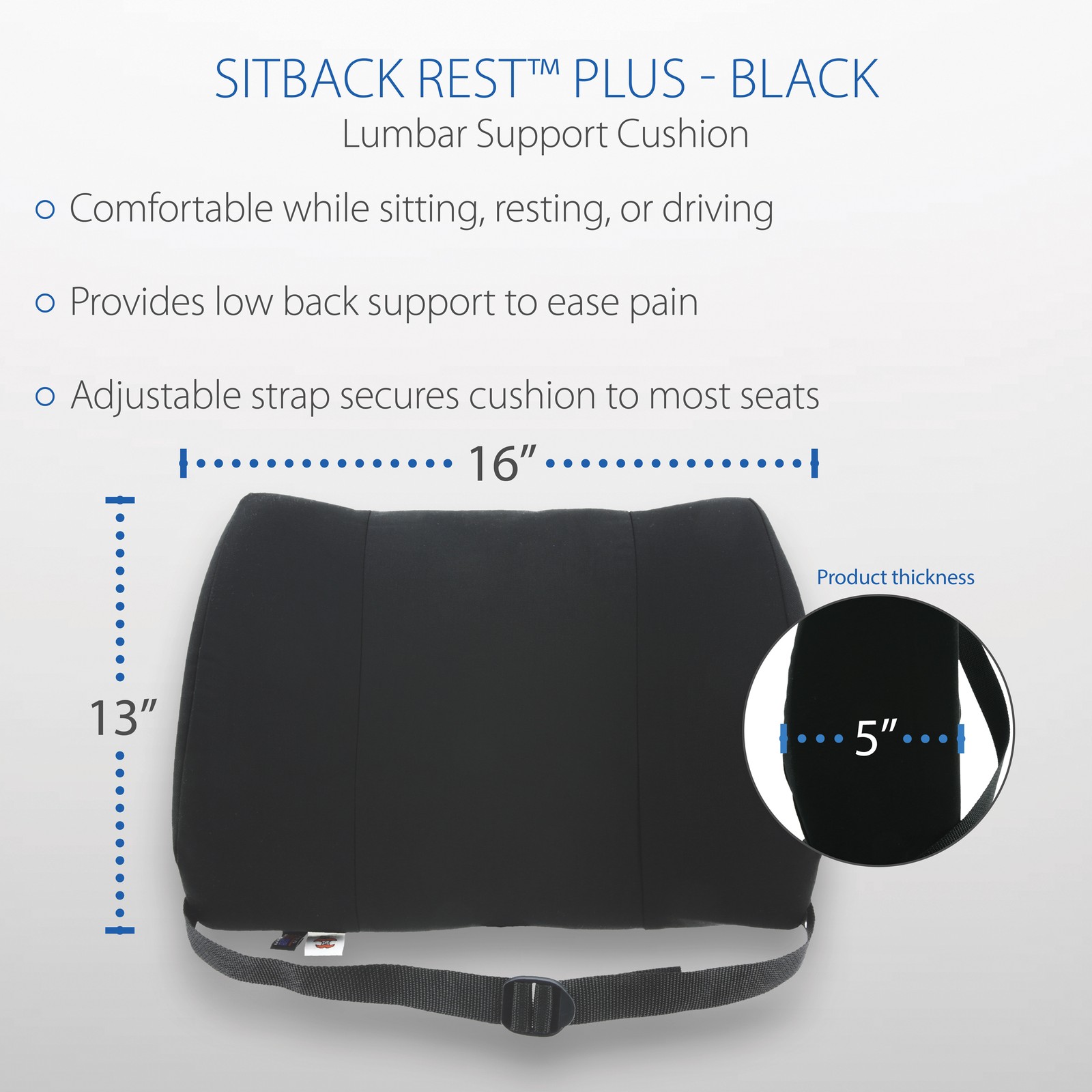 Core Products Sitback Plus Lumbar Wide Support Chair Cushion Car Travel Work USA