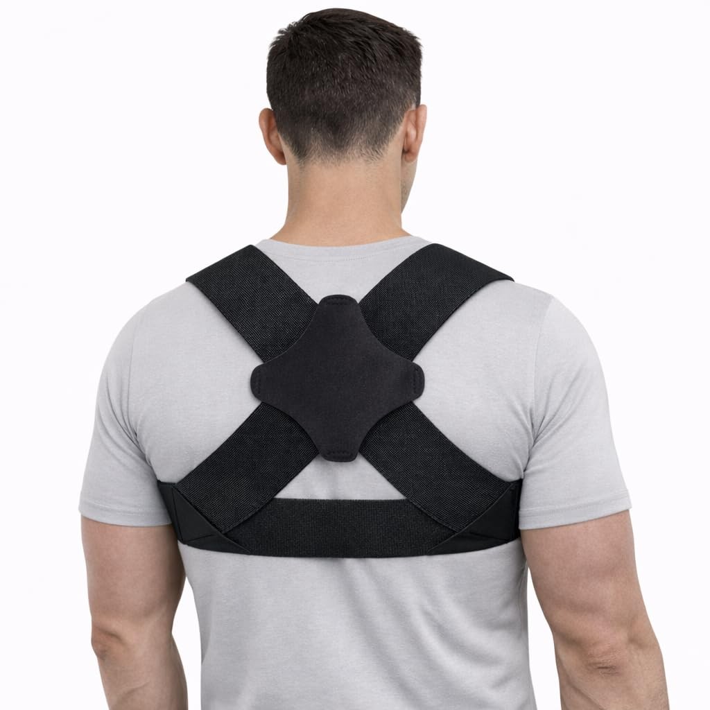 Posture Corrector for Men – Lightweight Upper Back Brace M:31”-36”, Black
