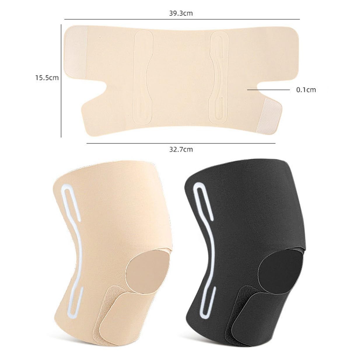 Knee Brace with Side Stabilizers, 1 PC Ultra-thin Compression Black