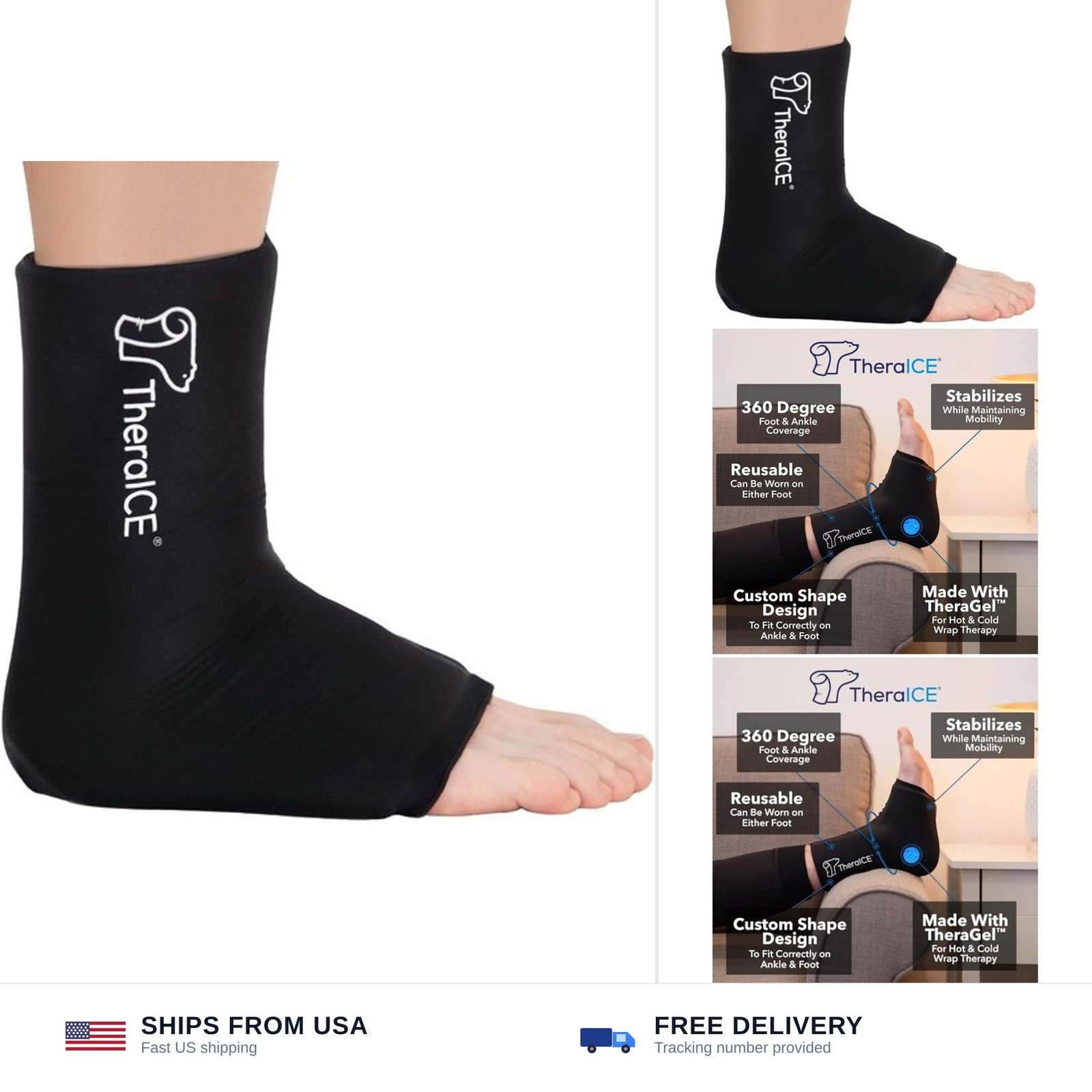 TheraICE Ankle Ice Pack Wrap, Achilles Tendonitis Brace, Plantar Fasciitis | …
