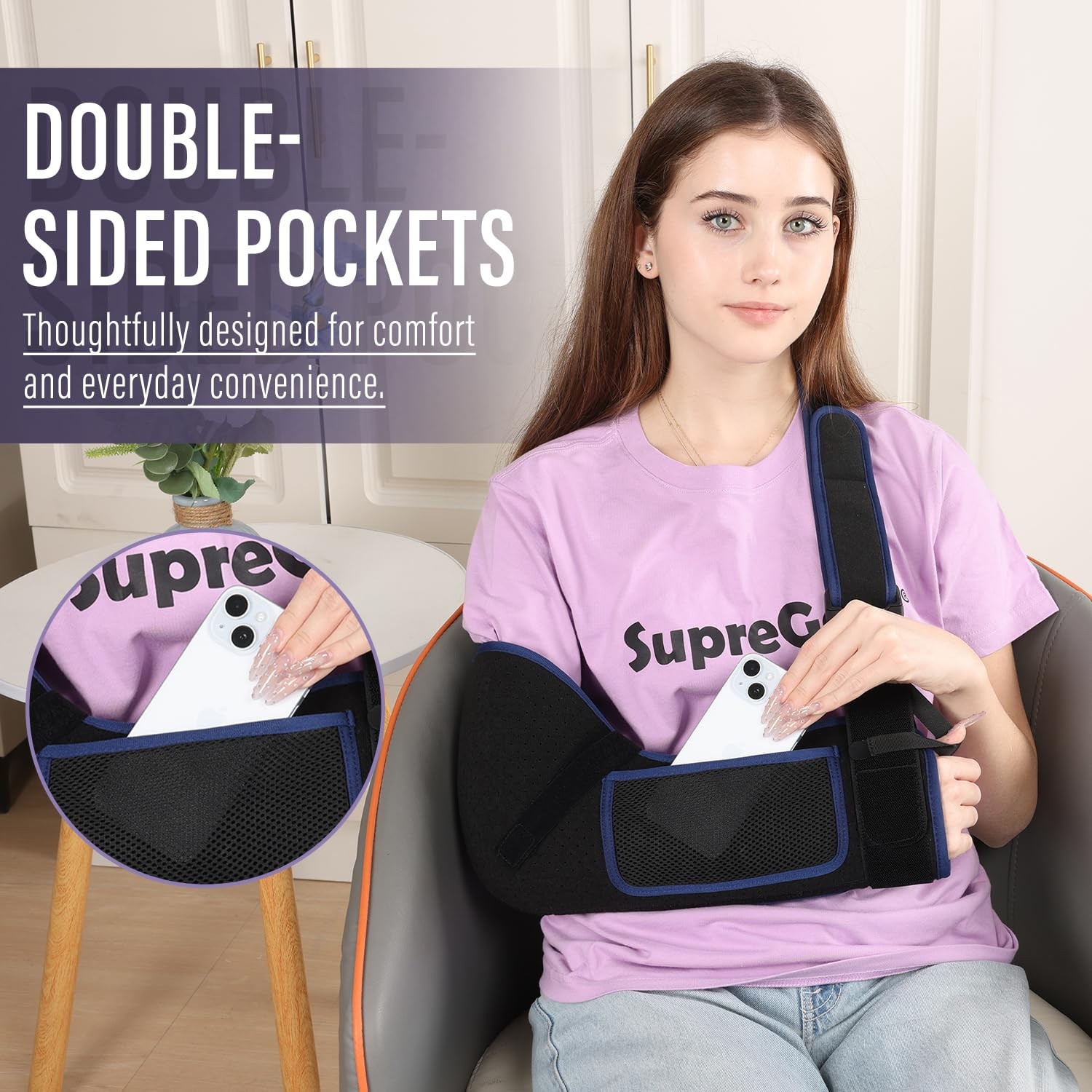 1 PCS Arm Sling Shoulder Immobilizer Women Men Breathable Brace Fit Left Right