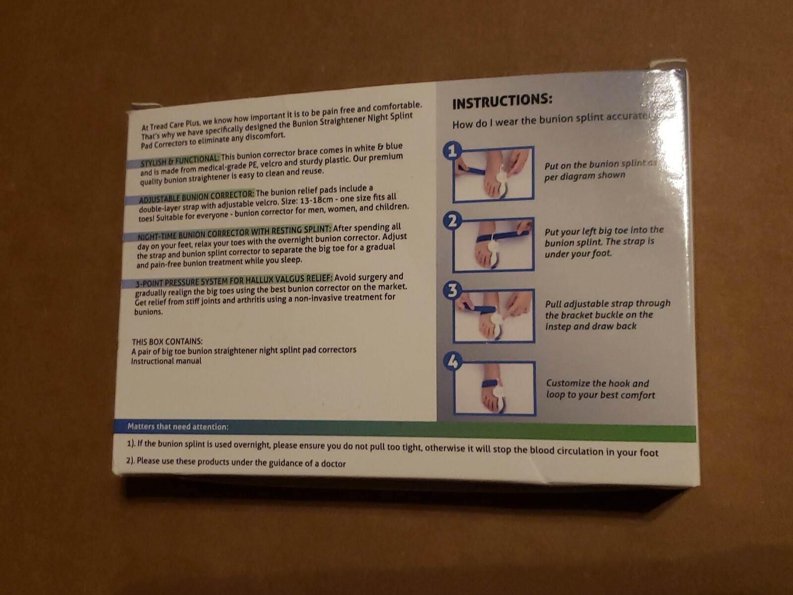 Treadcare plus bunion corrector pads customizable relieves pain fits comfortably