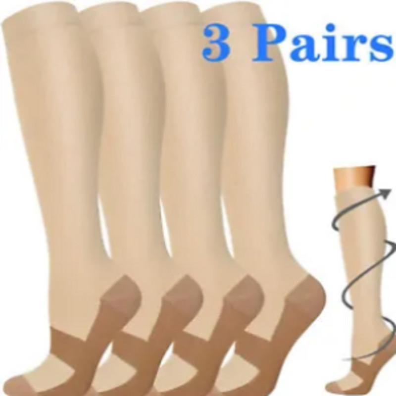 (S-XXL) Copper Compression Support Socks 20-30mmHg Knee High Unisex 3/6 Pairs–