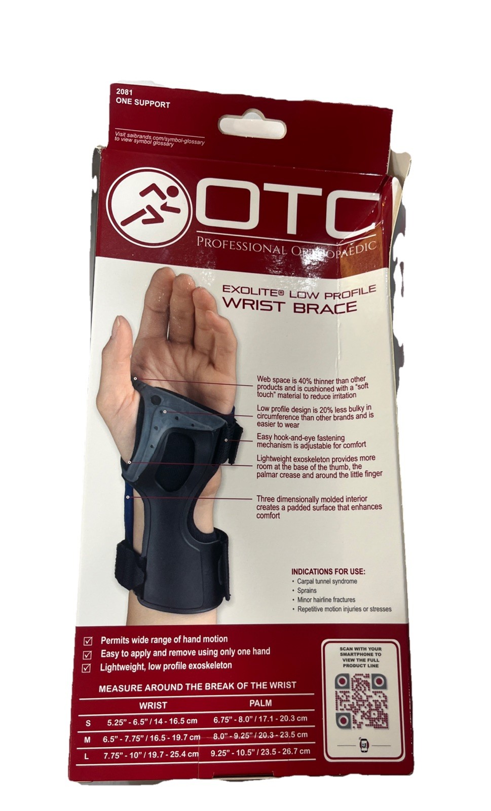 Otc Wrist Brace Low Profile Size Small Left Handed