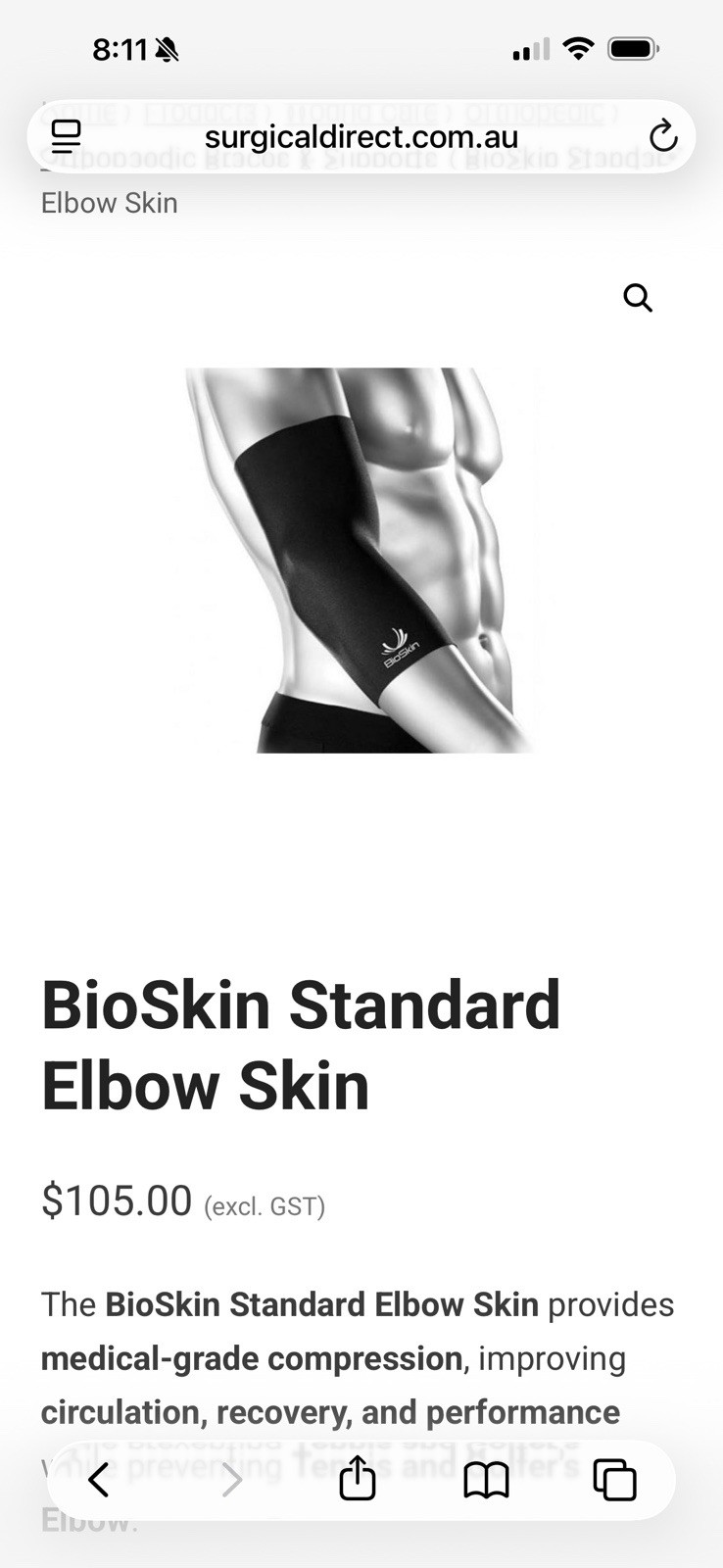 Bioskin Standard Elbow Skin Compression 42103 Large