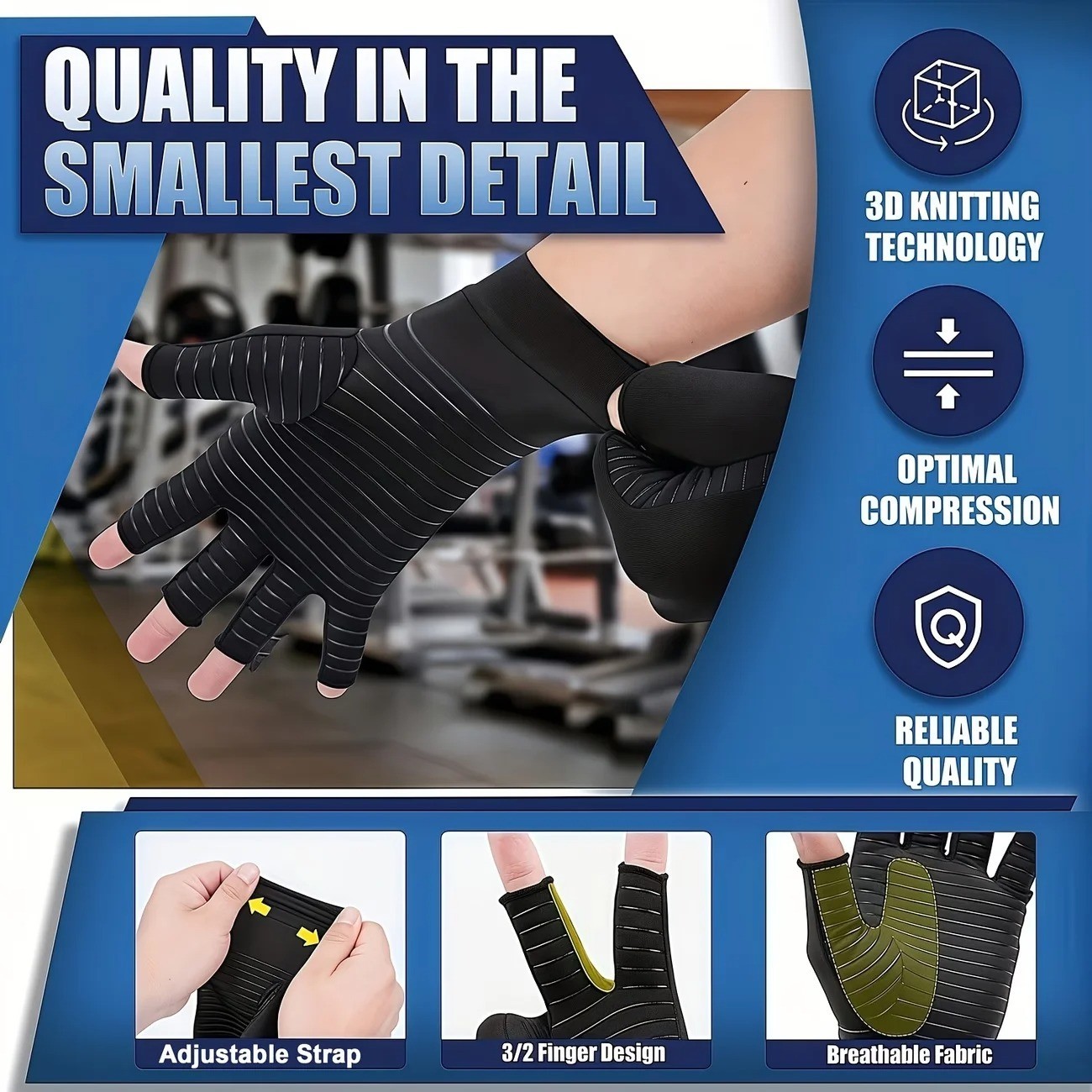Copper Arthritis Compression Gloves Hand Support Pain Relief Joint Self Care
