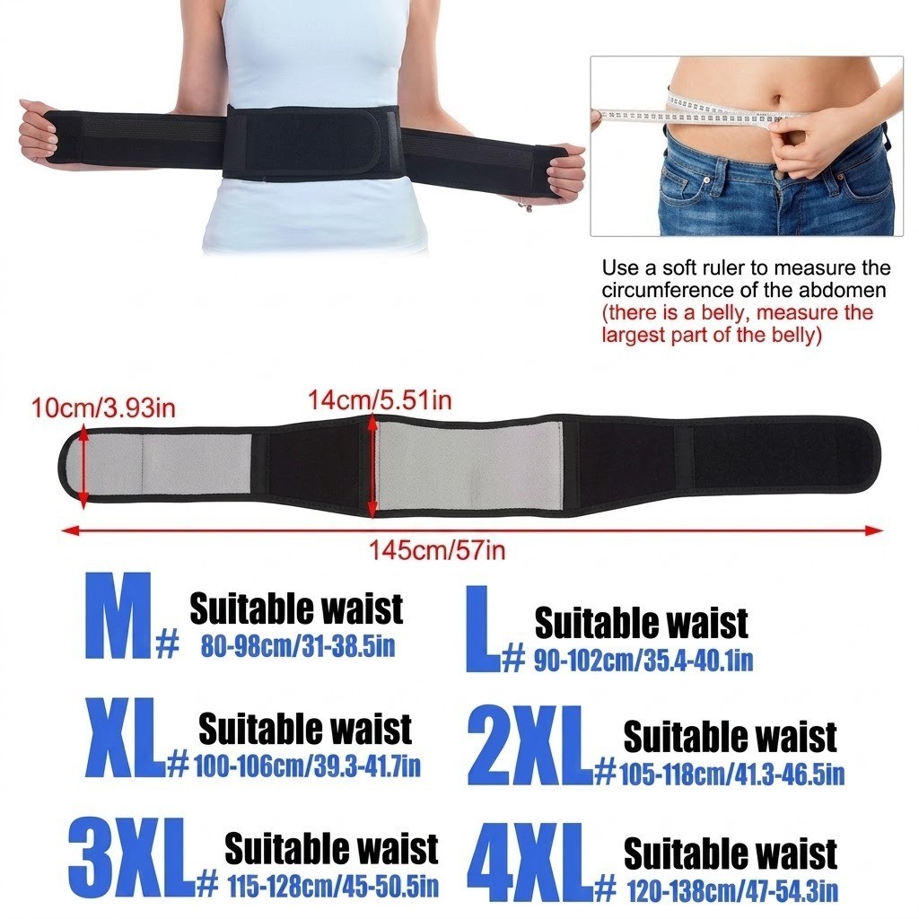 1Pcs Tourmaline Self-heating Magnetic Therapy Waist Support Belt Lumbar Back Wai