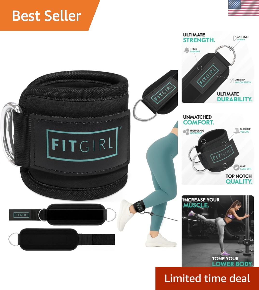 Stylish Cable Ankle Strap with Comfortable Padding – Perfect for Glute Kickbacks