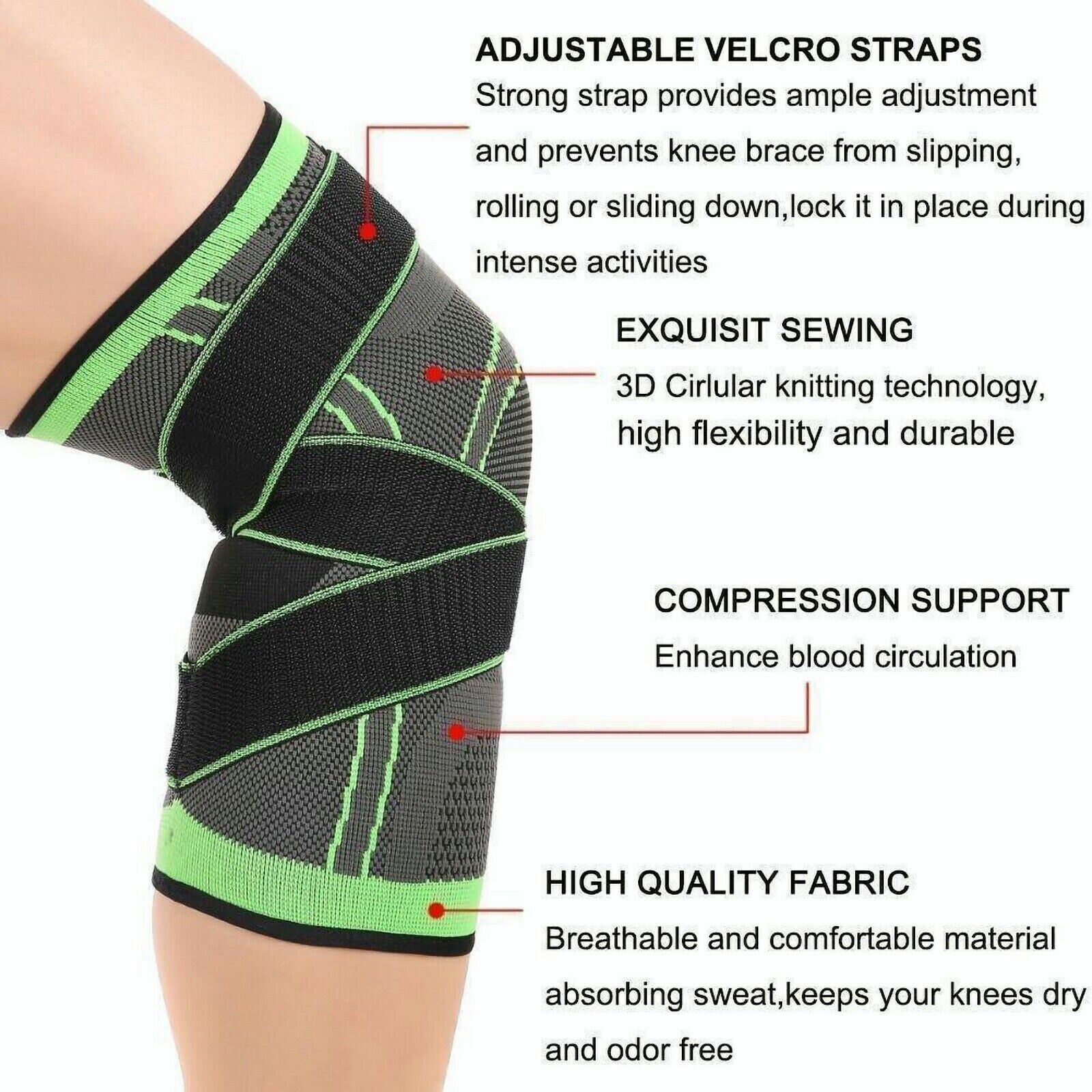 3D Knee Sleeve Compression Brace Support For Sport Joint Pain Arthritis Relief