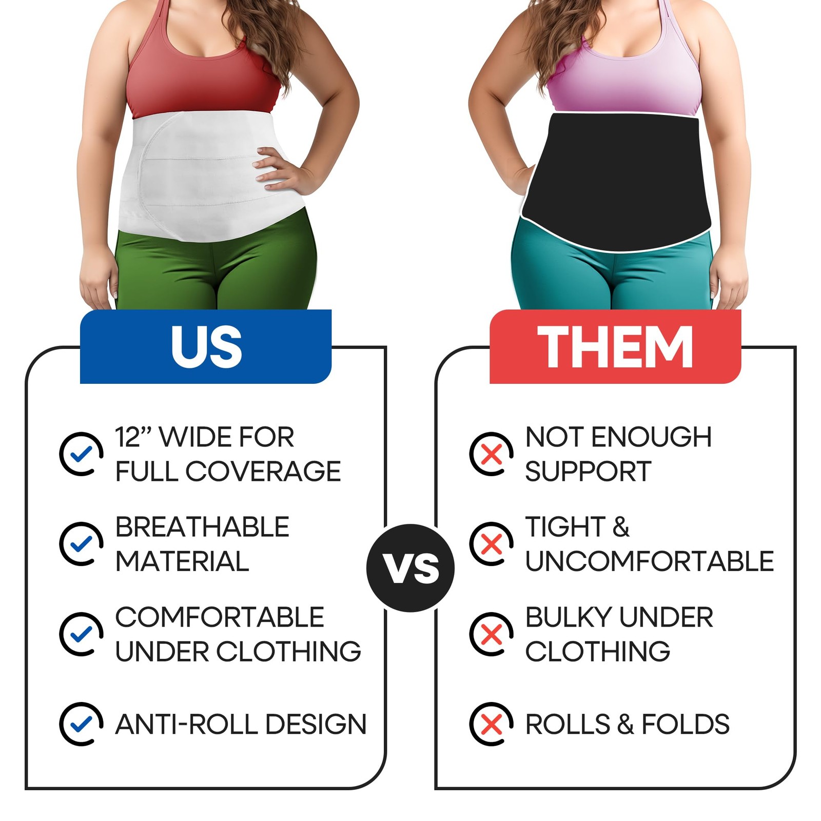 Abdominal Binder Plus Size Belly Binder – Postpartum Tummy Tuck Belt Gives Slimm