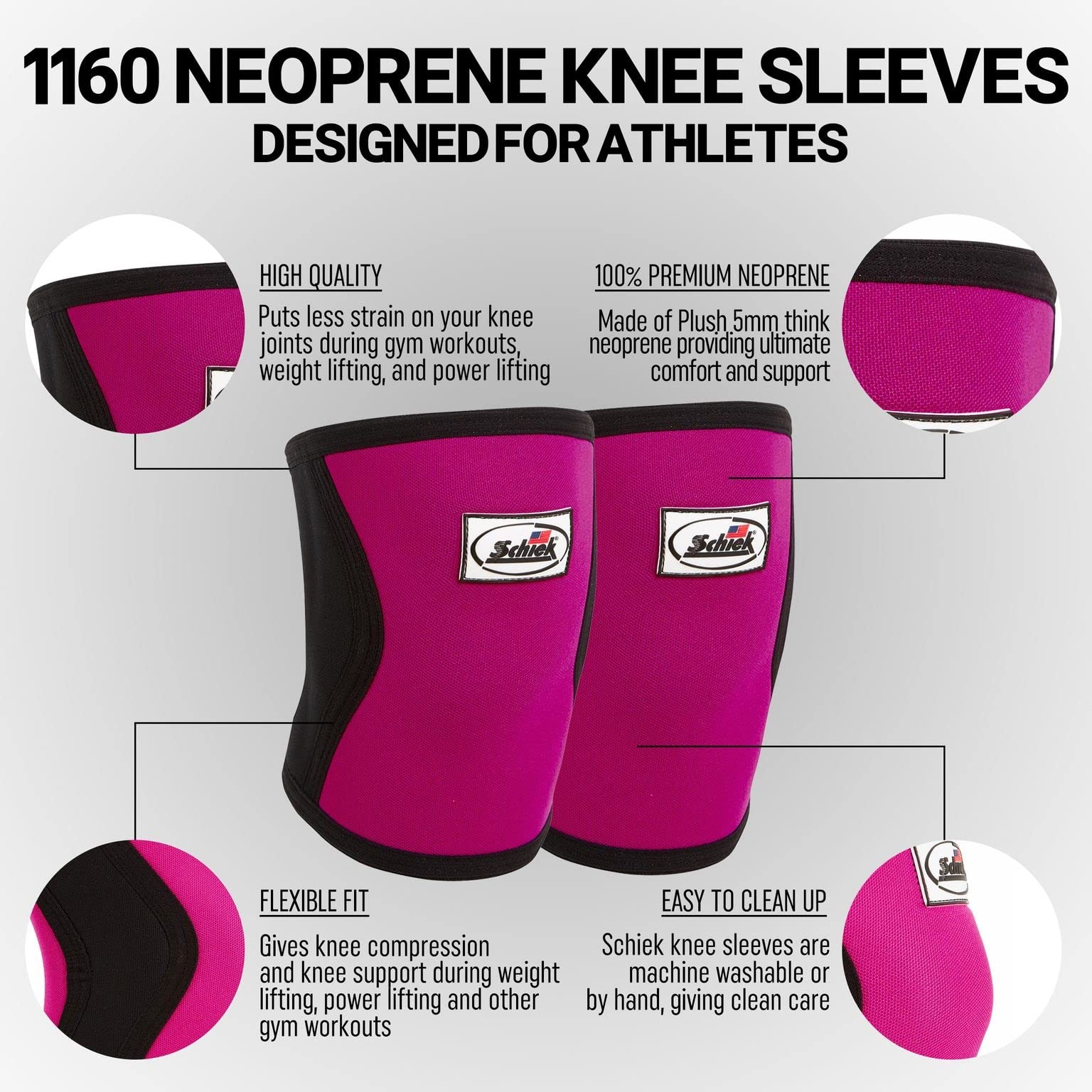 Schiek Sports Women’s 1600 Knee Sleeve – Compression Support Large, Pink