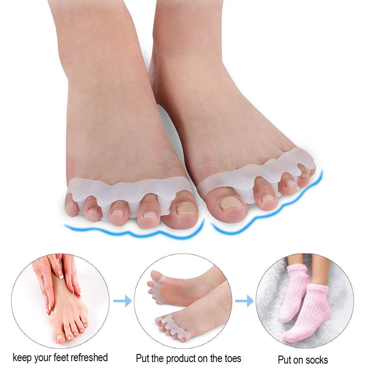 2 Pair Bunion Cushion Toe Separators for kids, Bunion Toe Spacers with Separa…