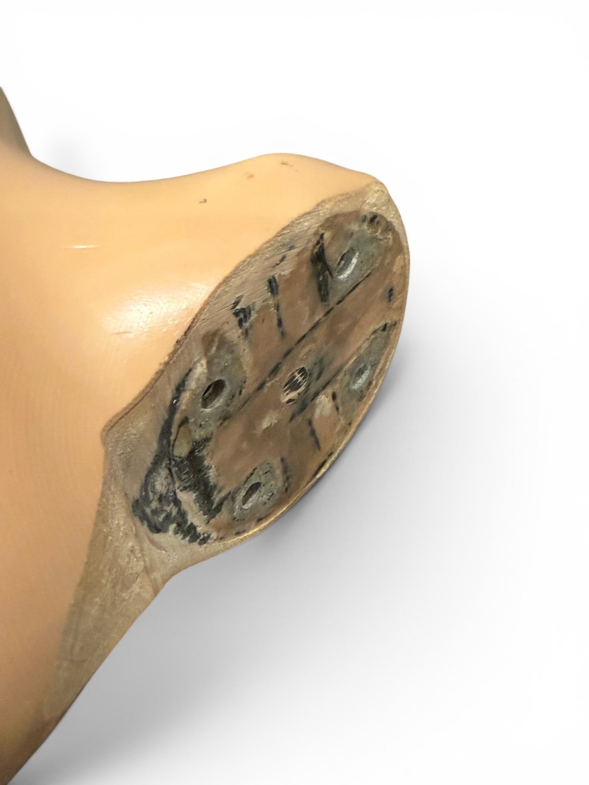 Right above the knee prosthetic socket. Not for medical use.