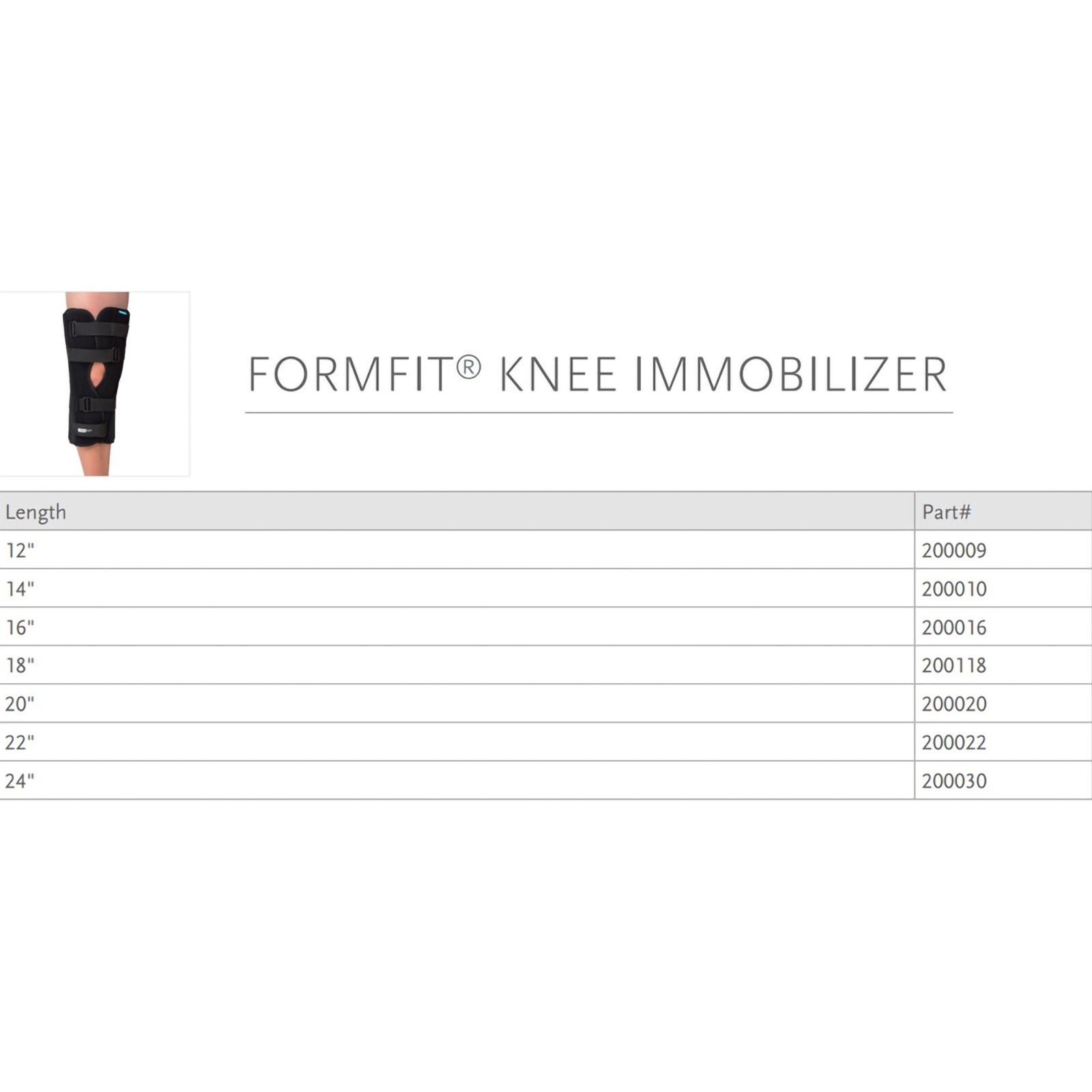 Ossur Form Fit 3-Panel Knee Immobilizer Universal 20 in Brace 200020 NEW IN BOX