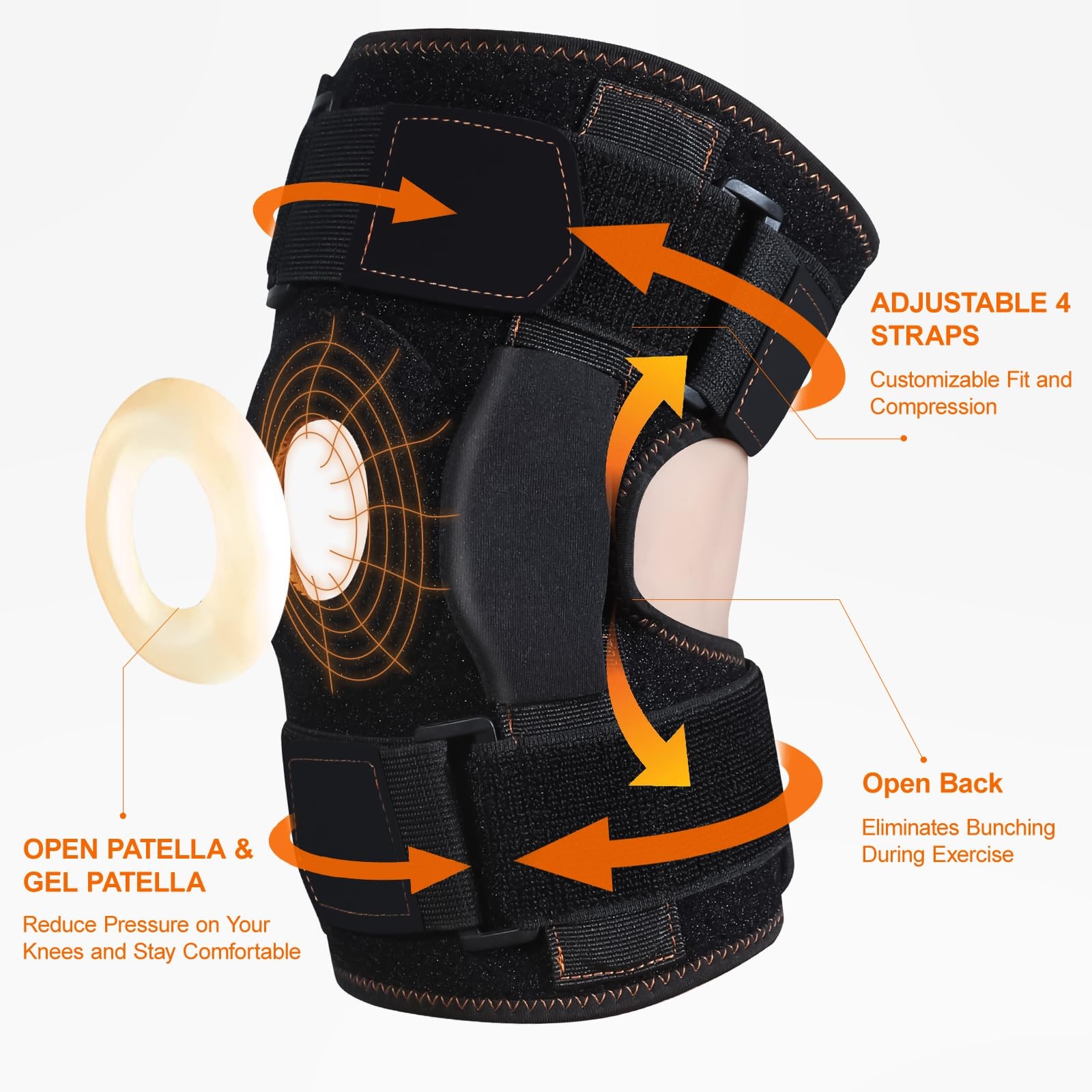 CHIYAN Hinged Knee Brace with Side Stabilizers for Men Large(1 Pack), Black