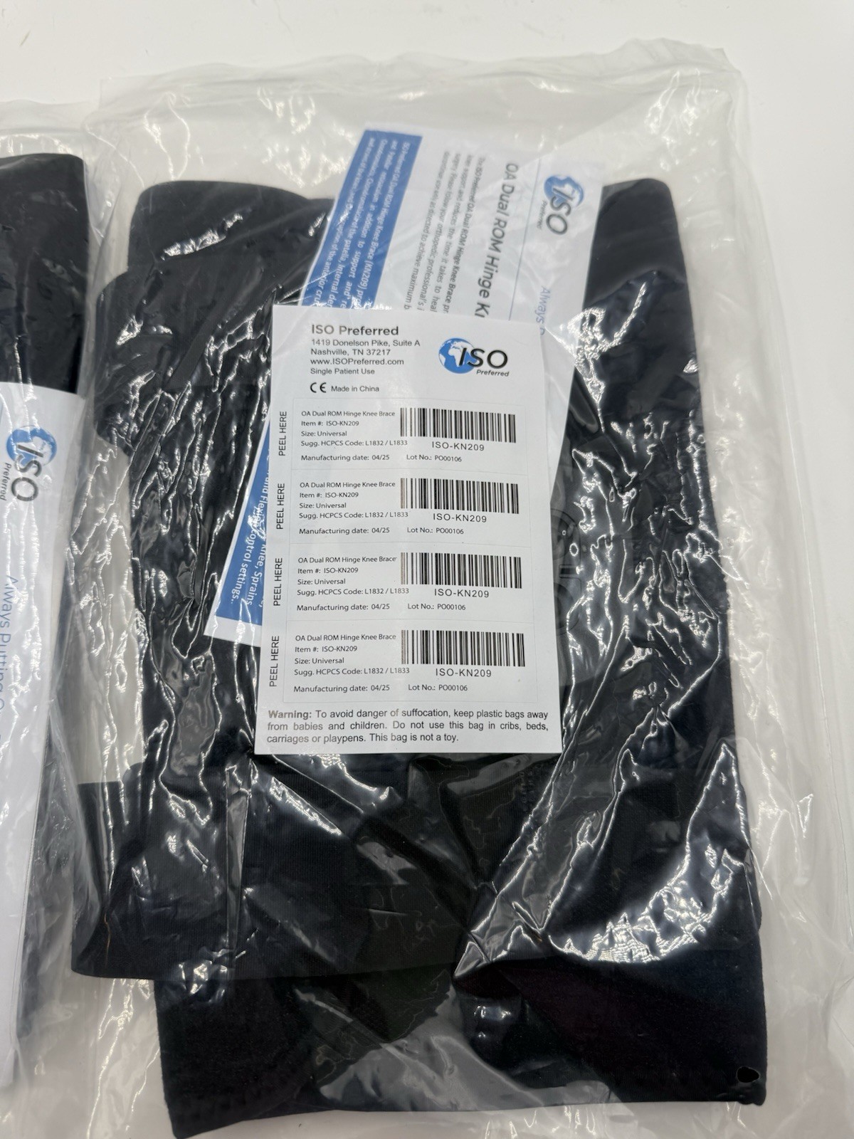 Lot Of 2 NEW ISO Preferred OA Dual ROM Hinge Knee Brace ISO-KN209 L1832 L1833