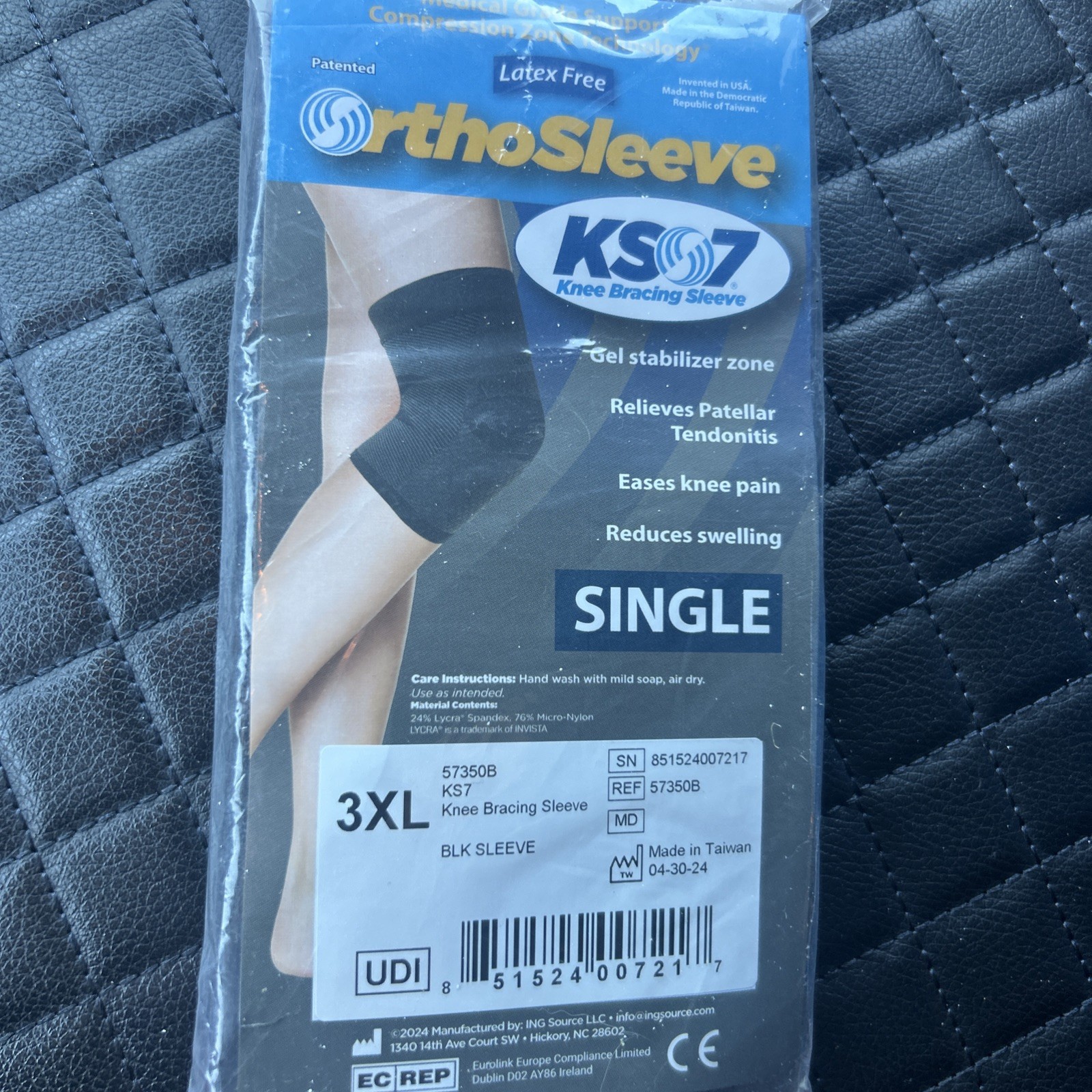 OrthoSleeve Size 3XL Single Knee Brace Ks7 Beige Gel Stabilizer Zone