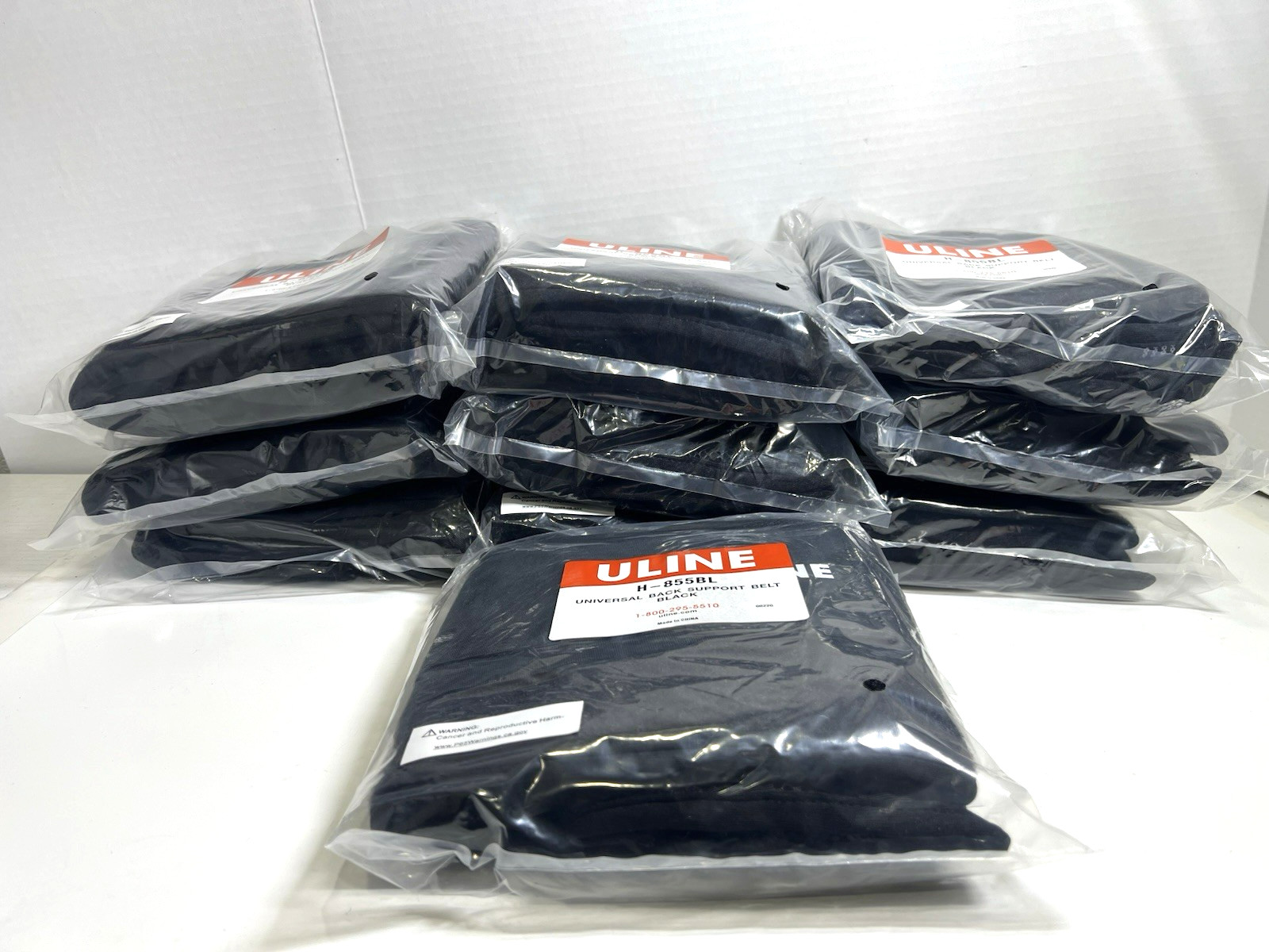 Lot of 10 Uline H-855BL Universal Black Back Support Belt New in Package Lumbar