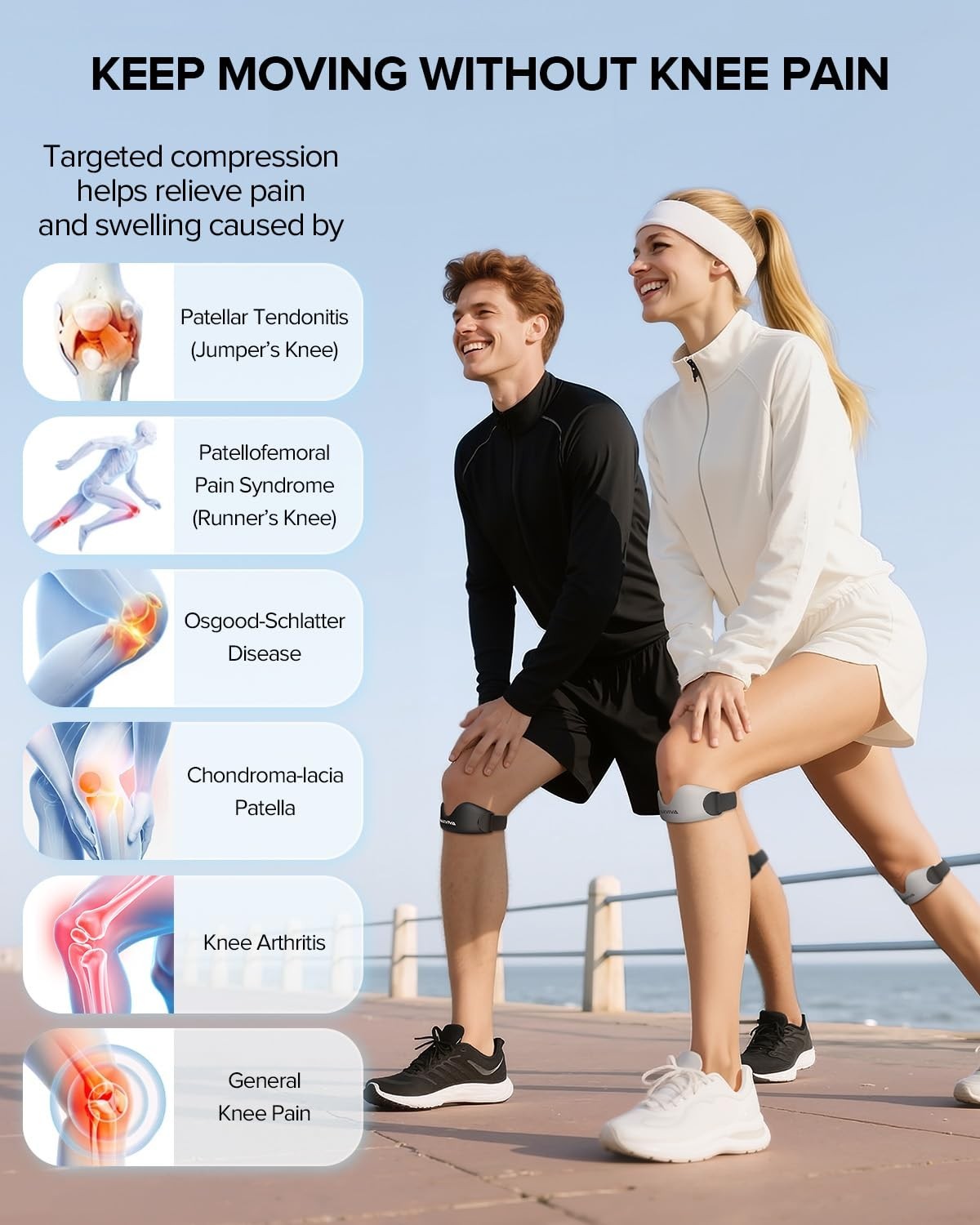 Patellar Tendon Support Strap 2 Pack, Knee Brace for Women & Men, Patella Ban…