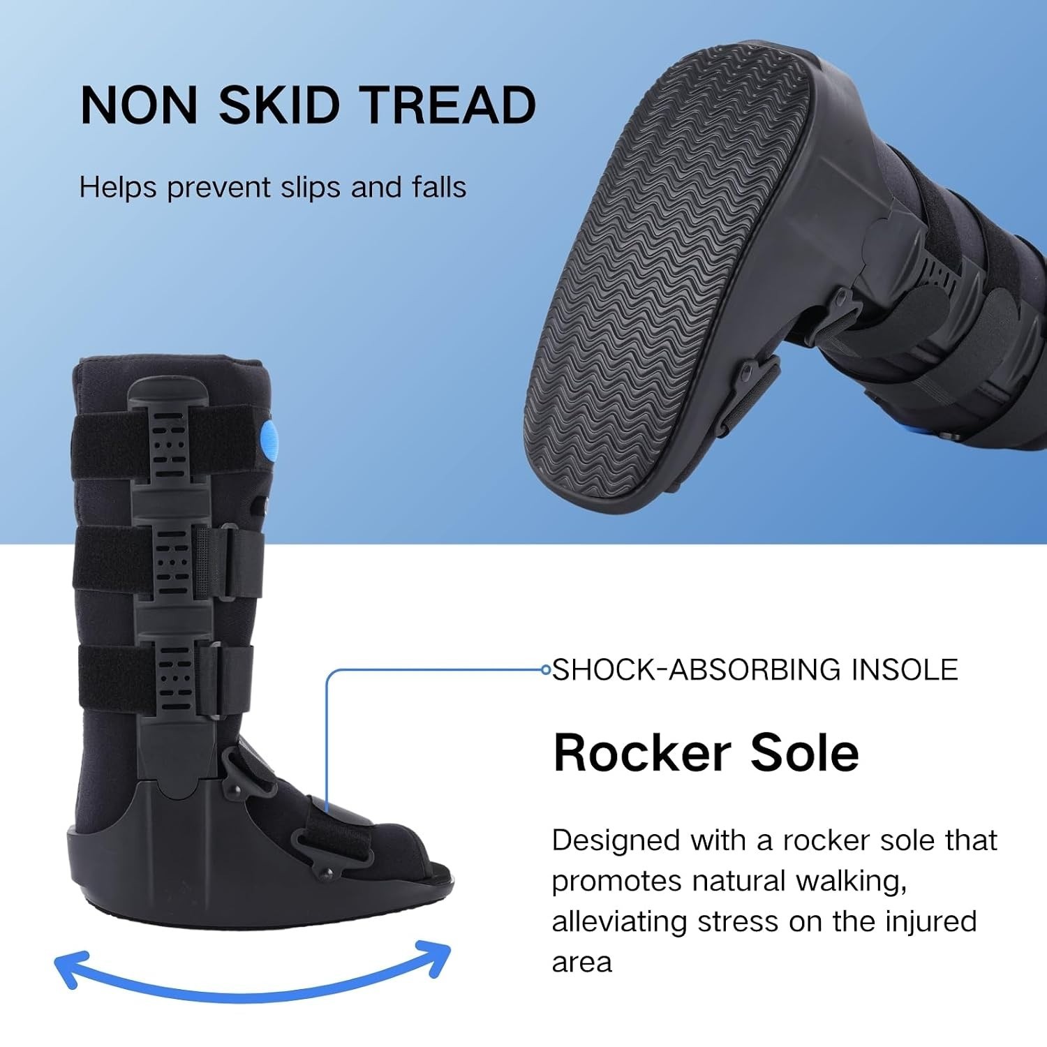 Non-Slip Tall Air Fracture Boot for Comfortable Walking – Adjustable Large Size