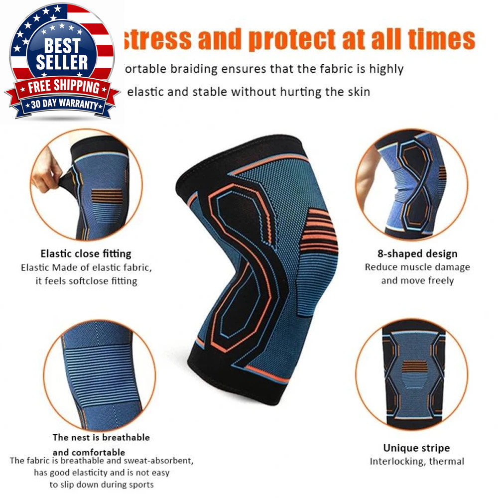 1PC Knitted Knee Guard,Anti-Slip Compression Knee Brace Support for Men Women,Co