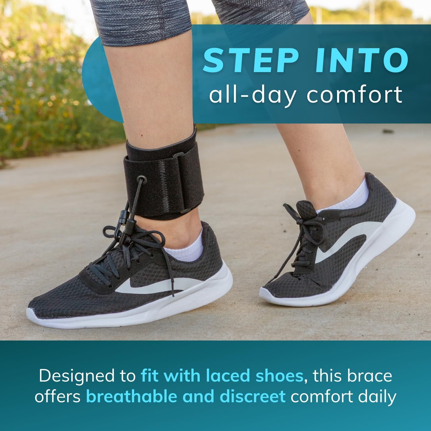 BraceAbility AFO Foot Drop Brace – Adjustable Soft Ankle S/M, Black