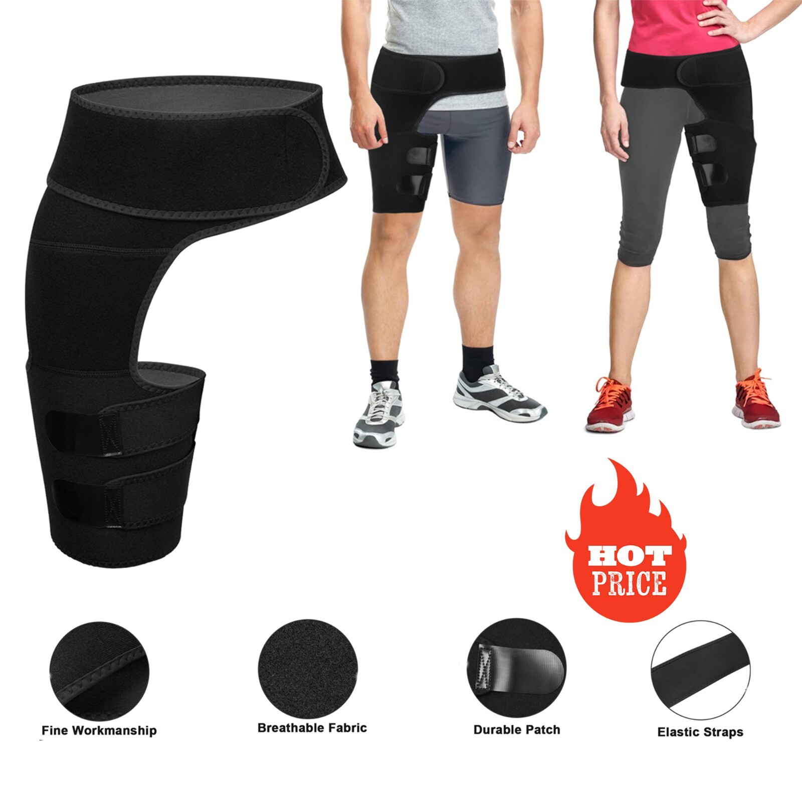 2-in-1 Hip Thigh Support Wrap Hip Sciatic Nerve Pain Relief Compression Strap