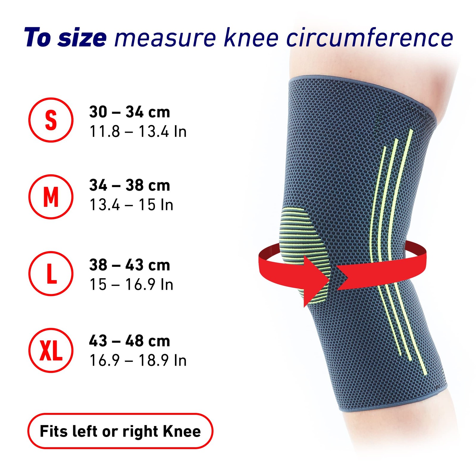 Neo-G Knee Compression Sleeve for X-Large: 43 – 48 CM/16.9 – 18.9 IN, Black