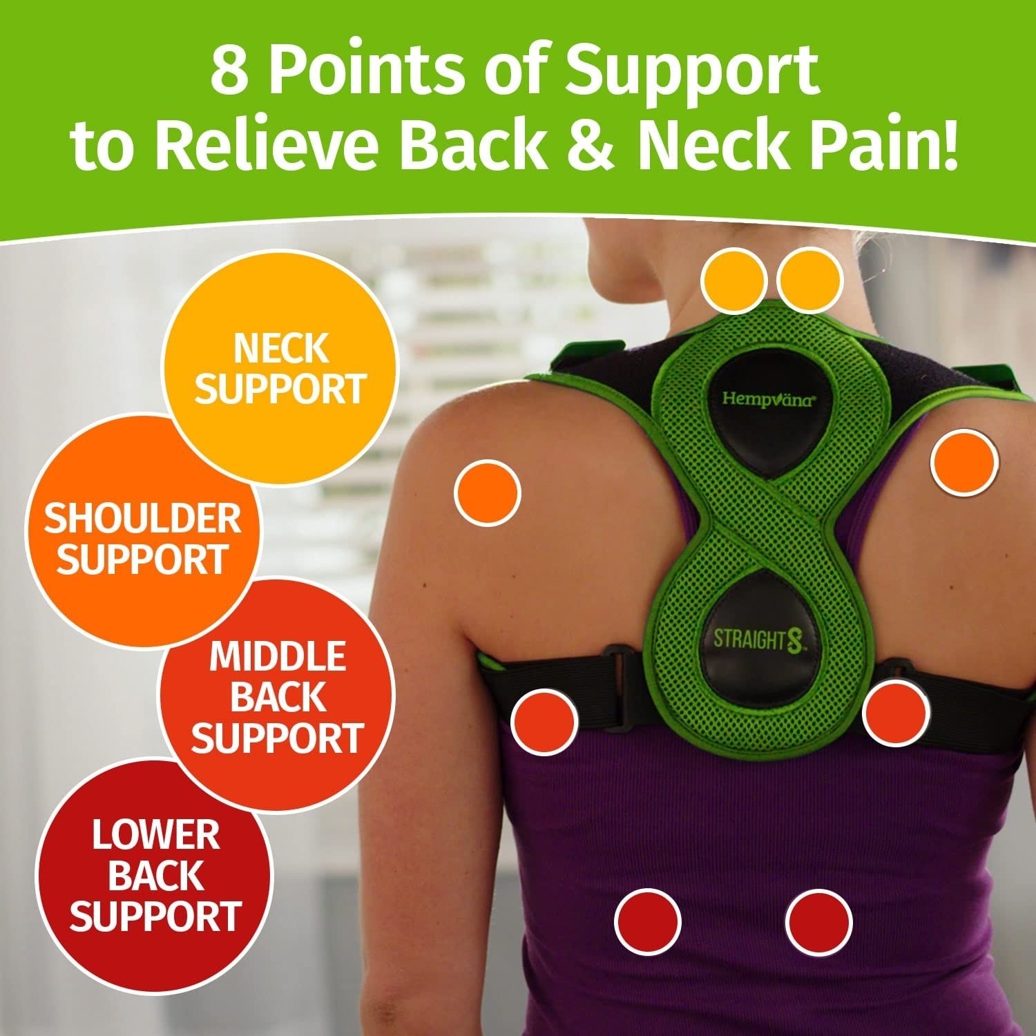 Hempvana Straight 8 Adjustable Posture Corrector for Neck & Back Pain Relief