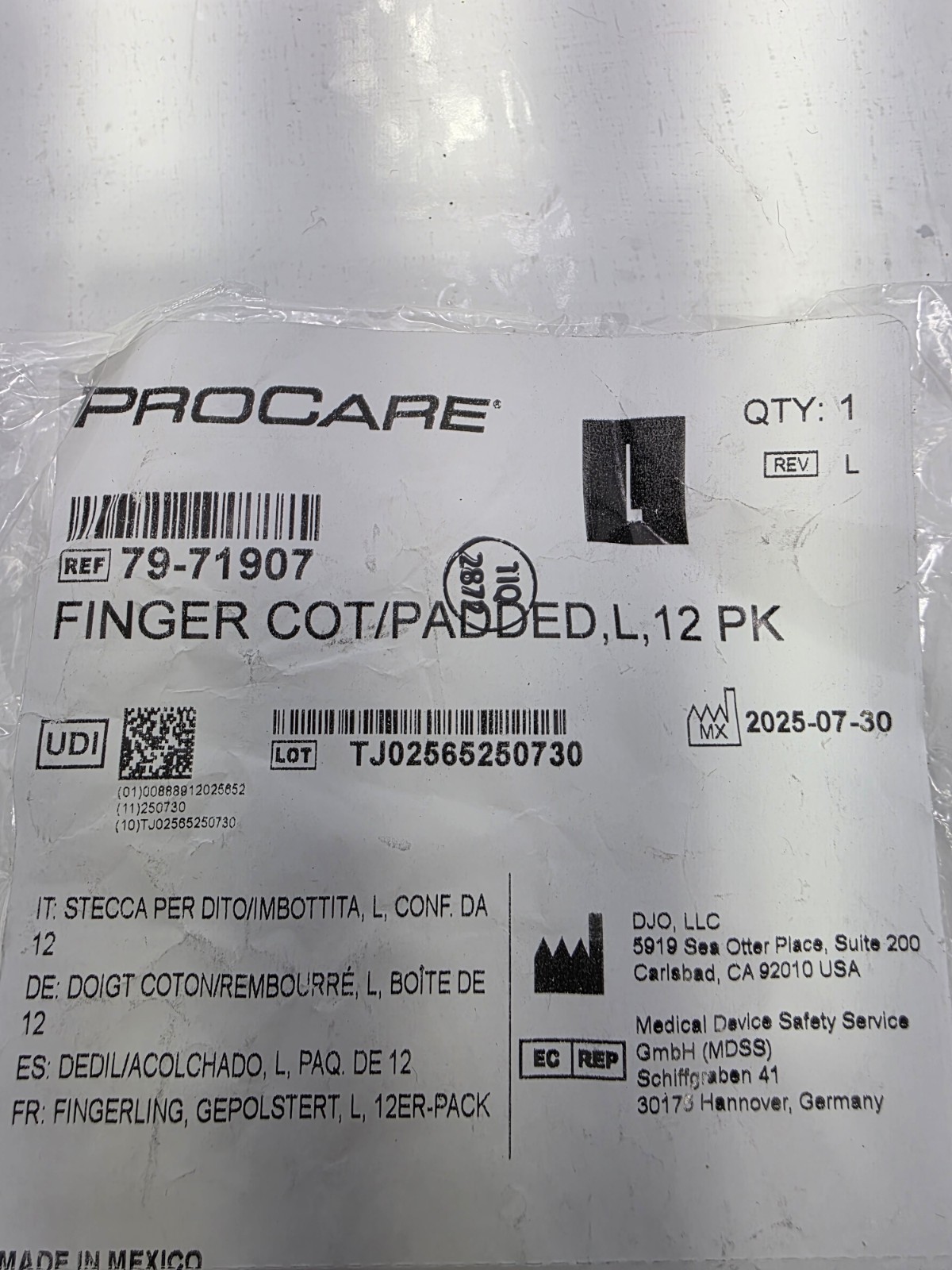Bundle ProCare 79-71907 FINGER/PADDED Large 6″ SPLINT – LOT 12-PACK