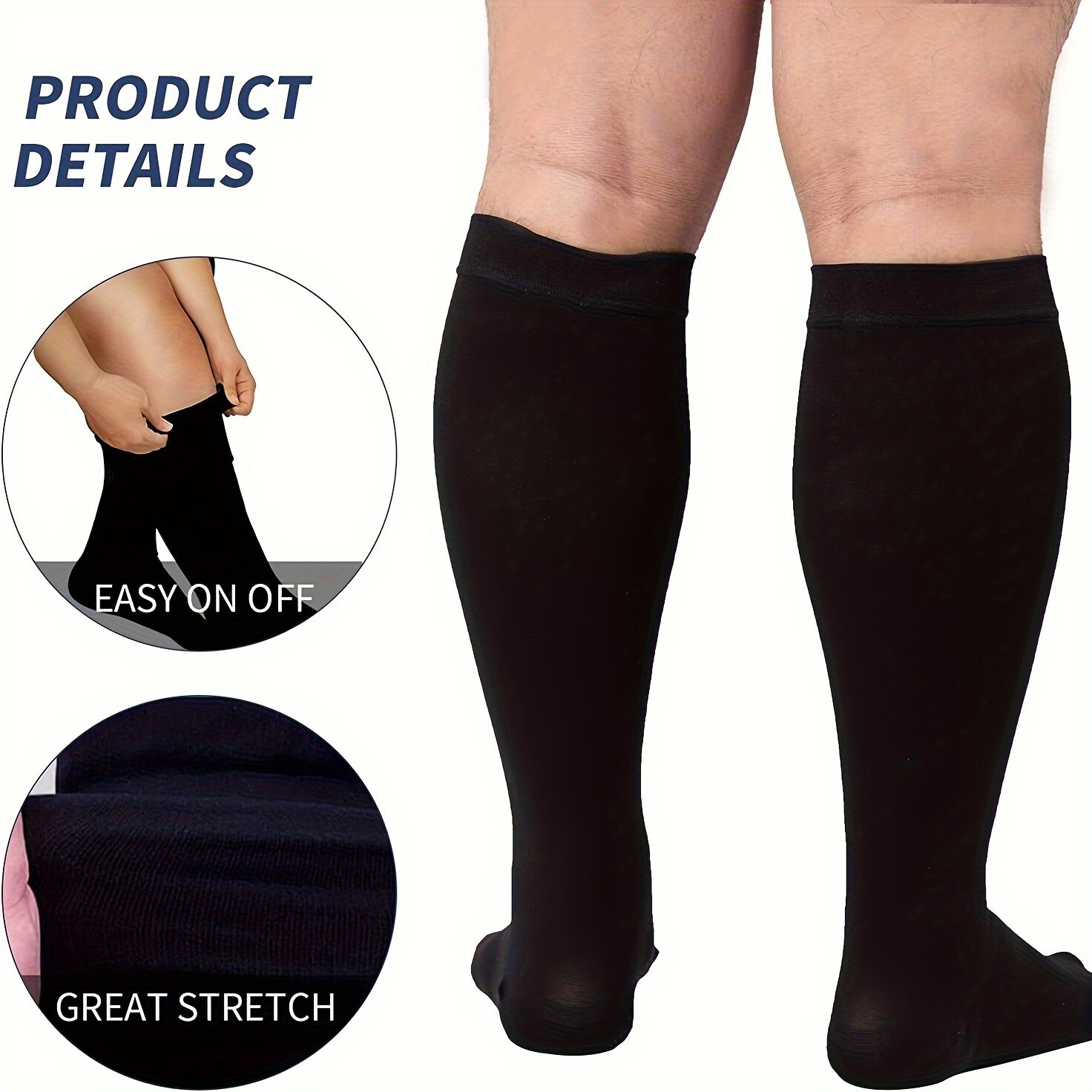 3 Pairs Plus Size Compression Socks 20-30 mmHg for Men Women 5XL-7XL For Cycling