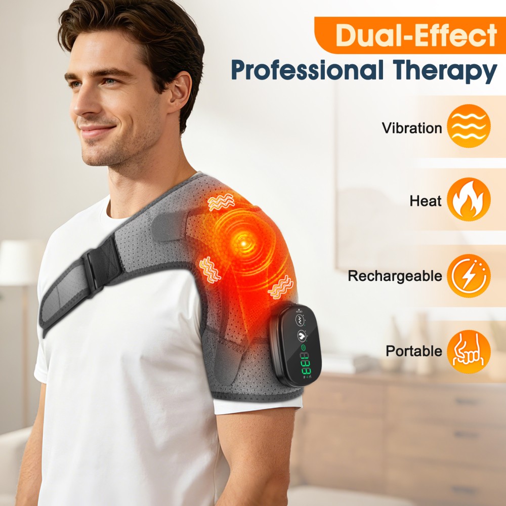 1-4x Electric Heated Shoulder Joint Brace Support Vibration Relief Pain Massager