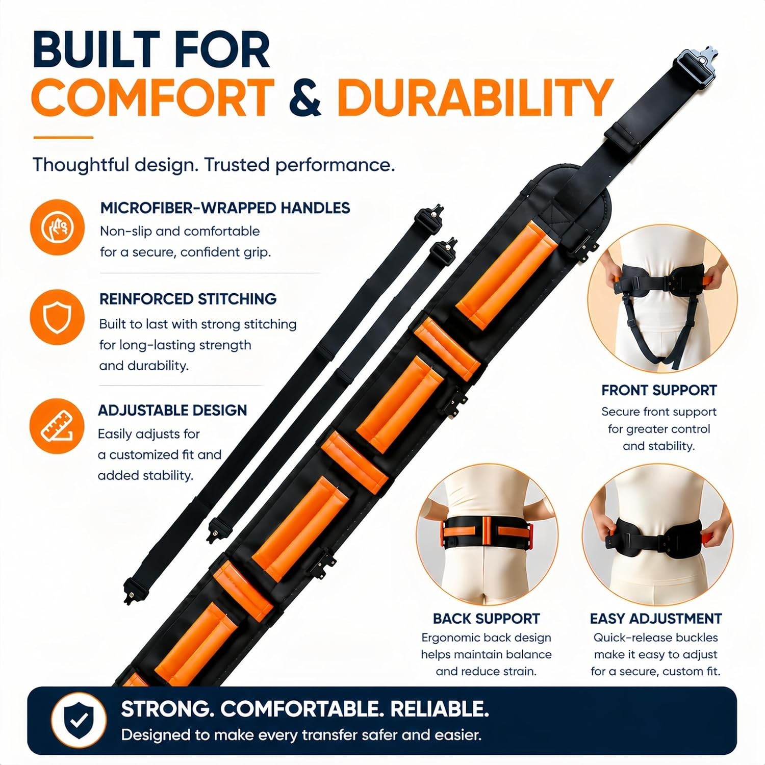 Gait Belt, Upgraded with Metal Buckle & Detachable Leg Straps, 7 Reinforced H…