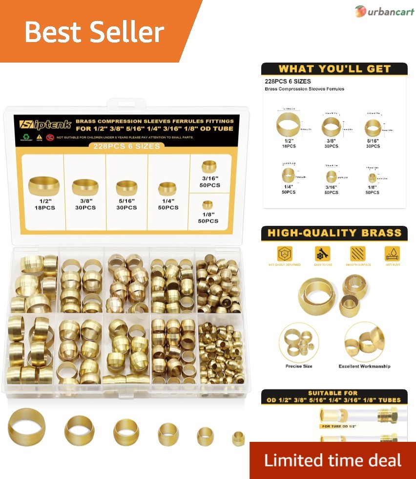 228-Piece Brass Compression Ferrule Kit for Hydraulic and Pneumatic Lines