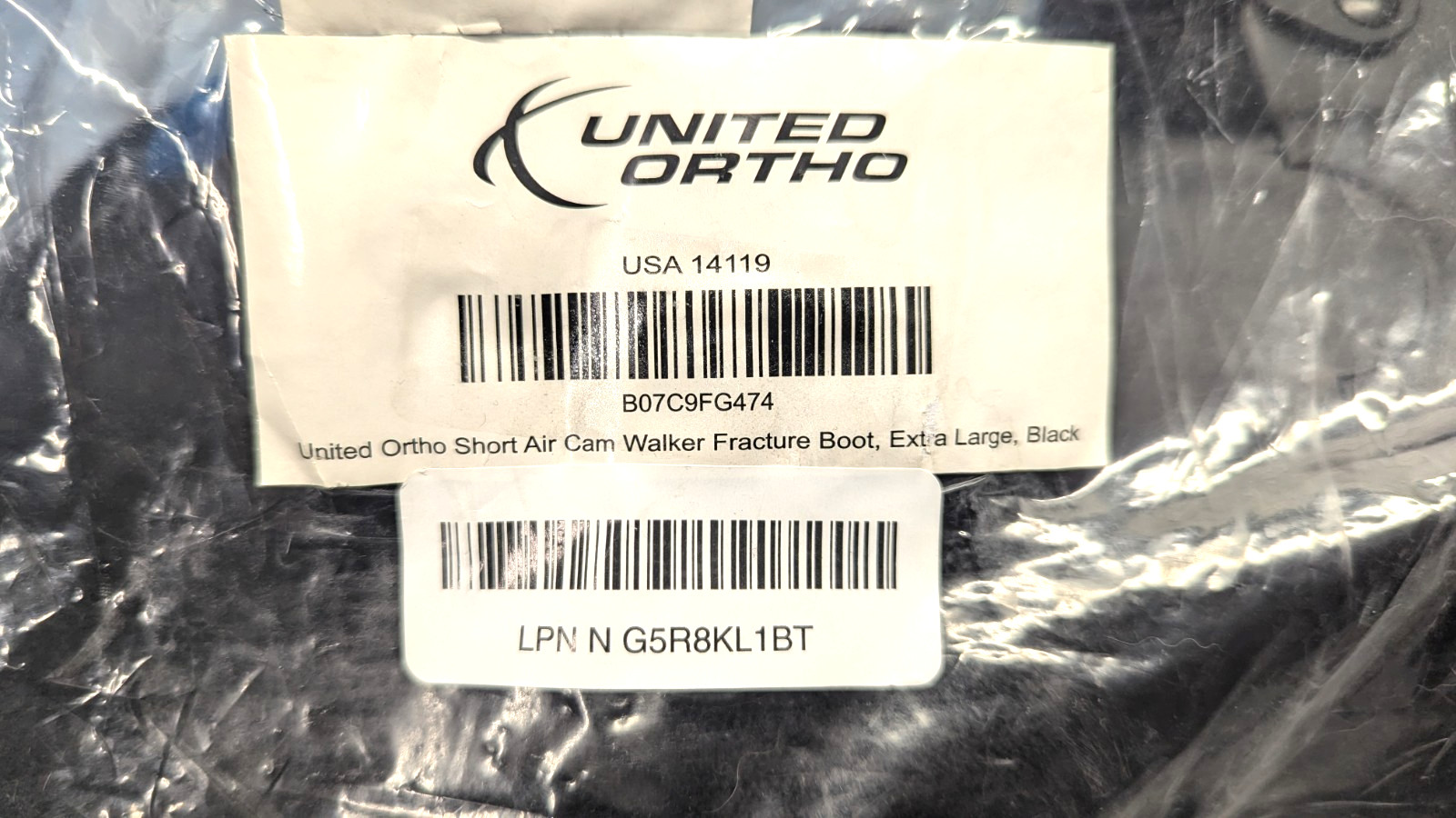 United Ortho Short Air Cam Walker Fracture Boot Extra Large Black Medical Boot