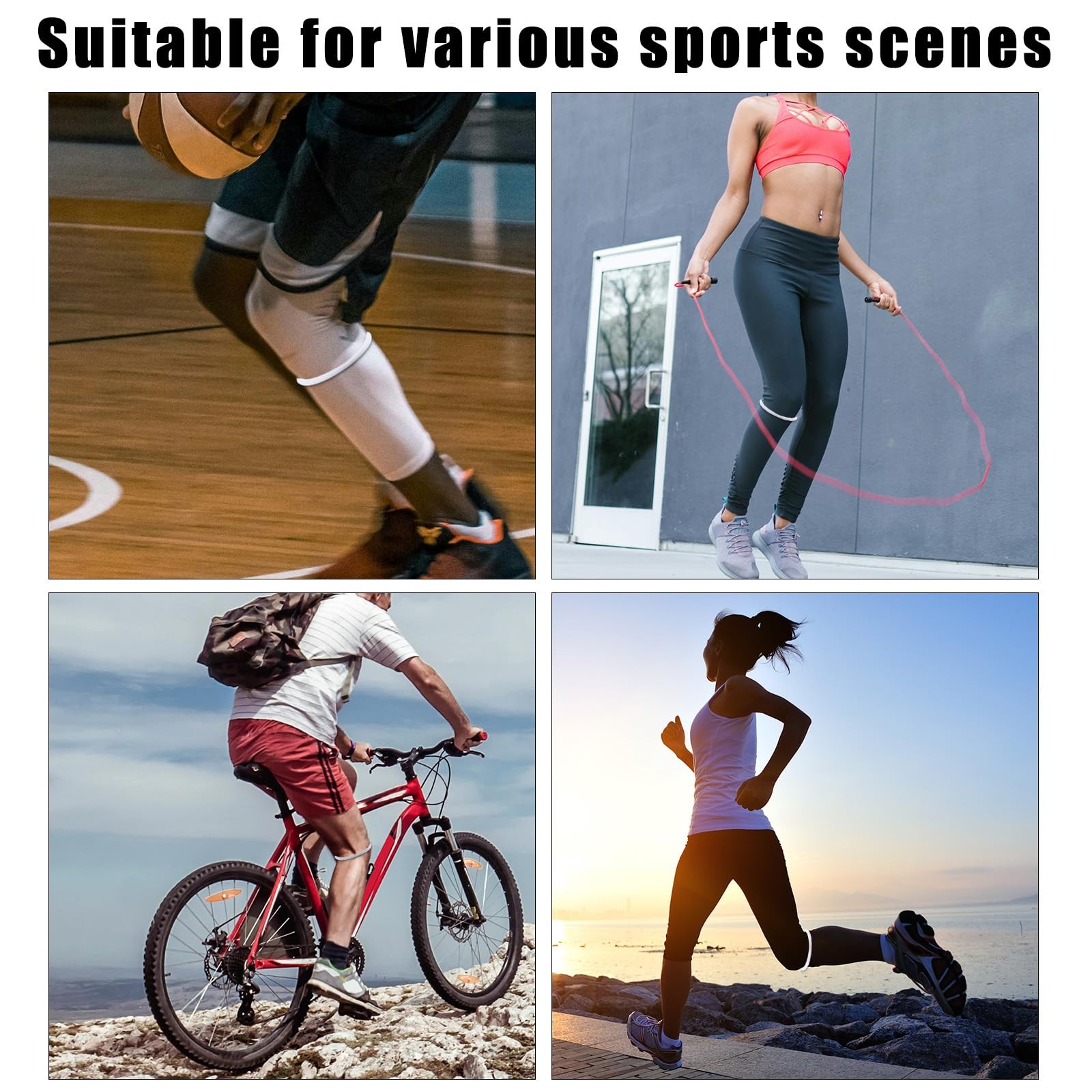 Gosknor 4pcs Patellar Tendon Support Strap Knee Band, Fluorescent white
