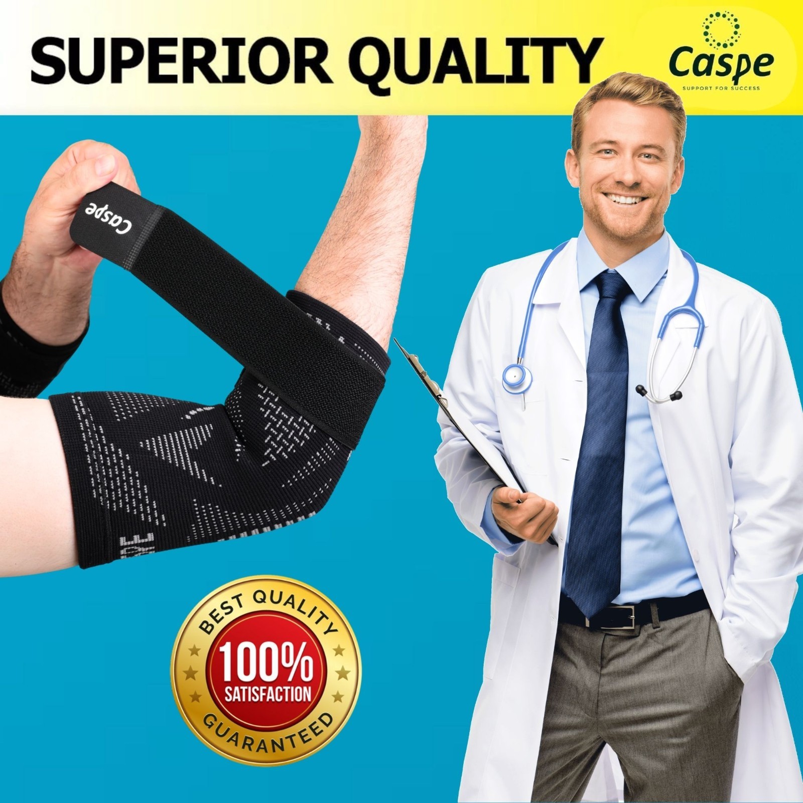 Caspe 2-Pack Elbow Sleeve Brace Wrap Adjustable Support Arm Arthritis Tendonitis