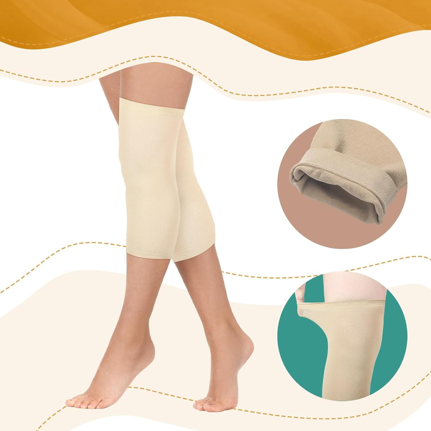 6 Pcs Compression Knee Sleeve Brace Lightweight Breathable Support Leg Protector