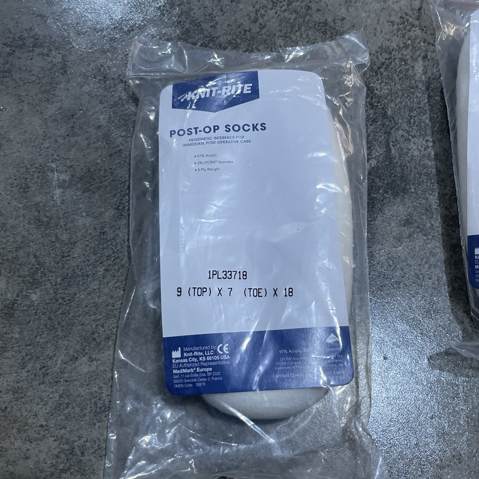 Knit-Rite Prosthetic Post-Op Socks 3 Ply 9x7x18 Lot Of (4) 1PL33718