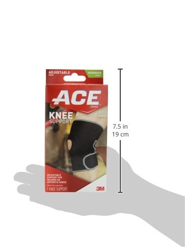 ACE Brand Adjustable Compression Knee Support, 1 Count (Pack of 1), Black