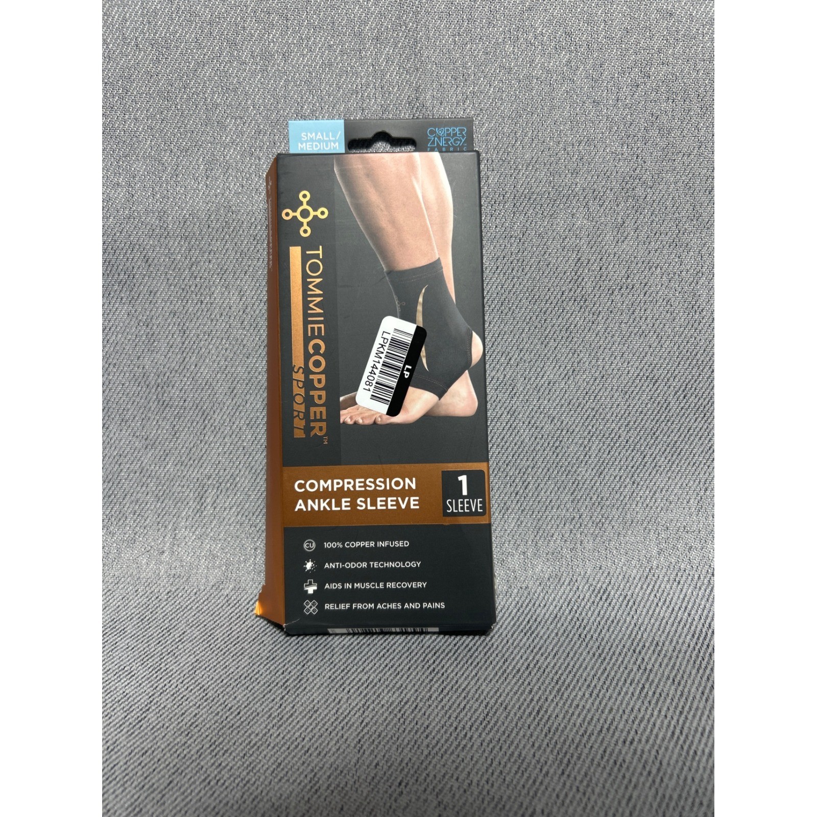 Tommie Copper Compression Ankle Sleeve S/M Black Copper Znergy Sport 1pc