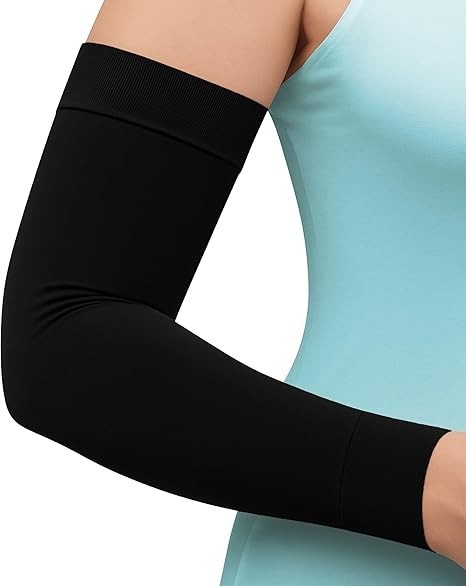 KEMFORD Compression Lymphedema Arm Sleeves for Women – 1 Pair, Black – Medical A