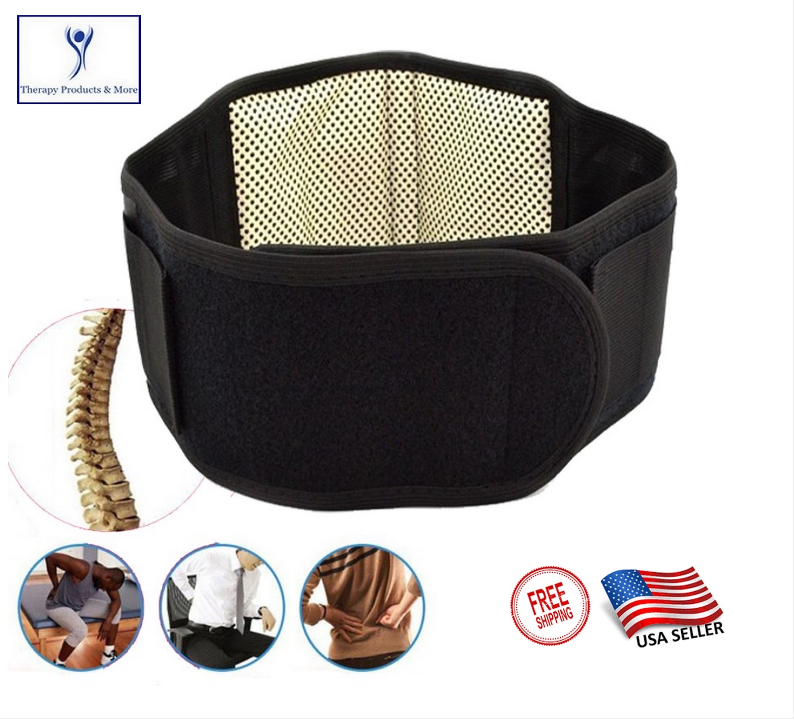 Low Back Support Belt Brace XL Tourmaline for warmth heating for Pain Relief