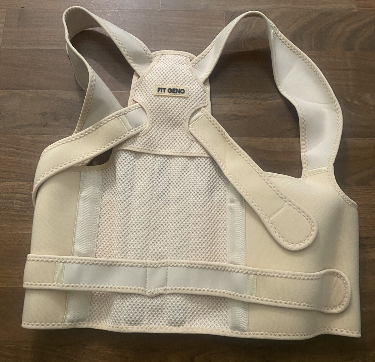 Fit Geno Back Brace Posture Corrector for Women and Men, Medium, Beige