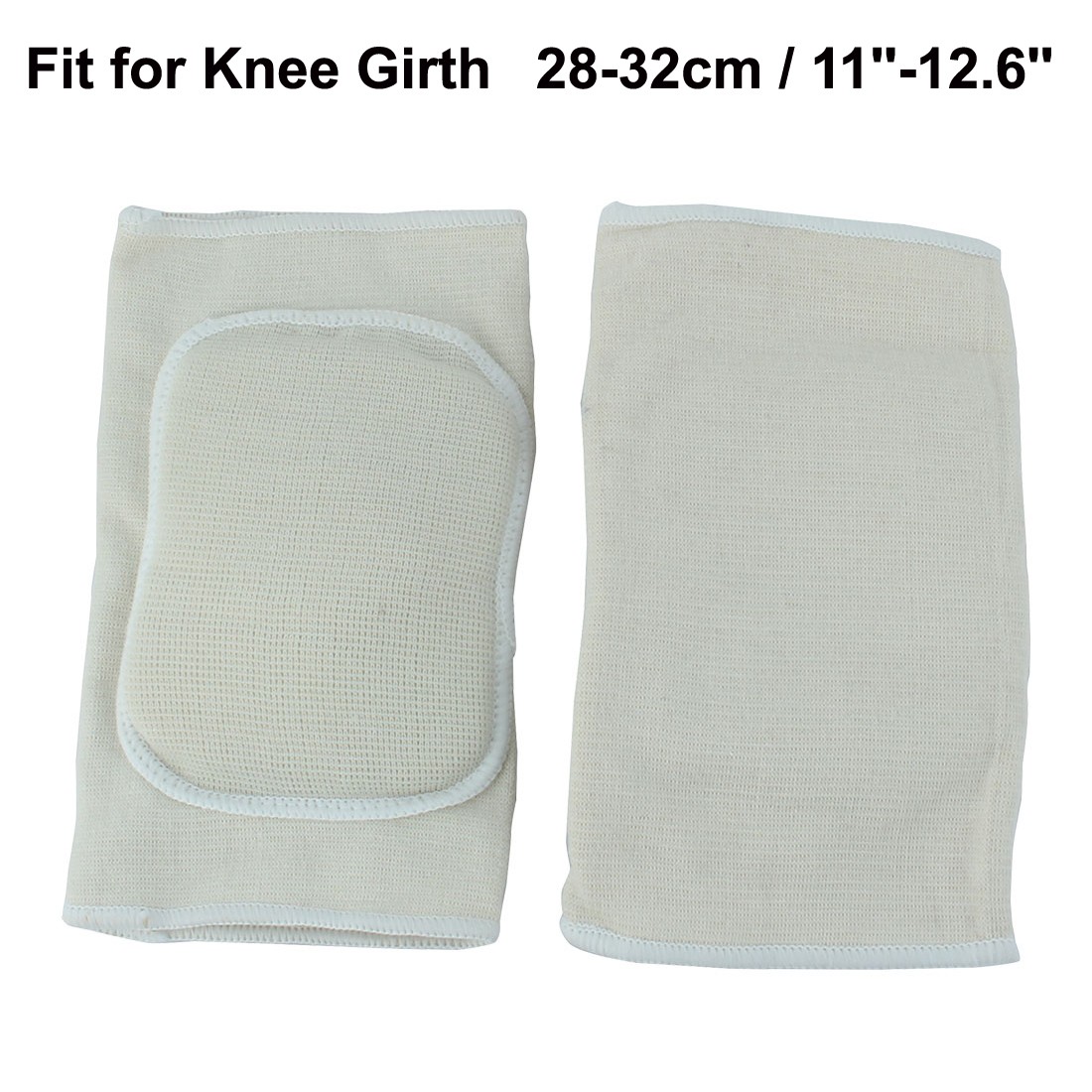 Sports Activities White Hem Sponge Elastic Knee Pads Protector Beige Pair