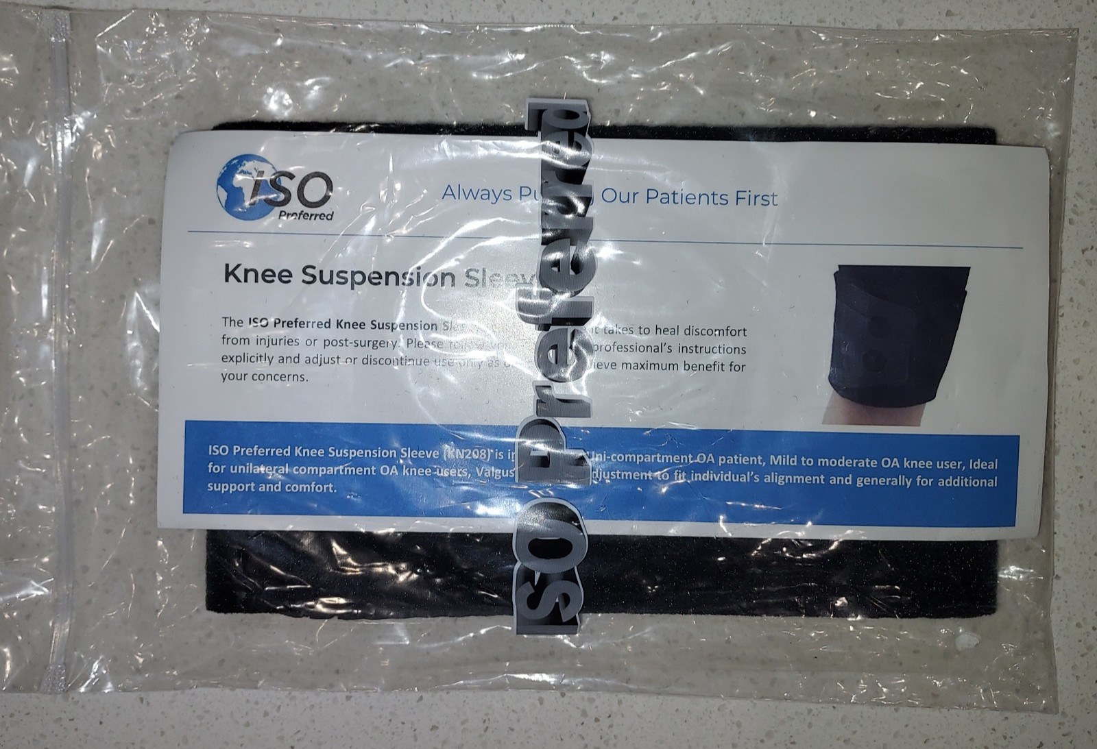 ISO Preferred ISO-KN208 Universal Size Knee Suspension Sleeve New