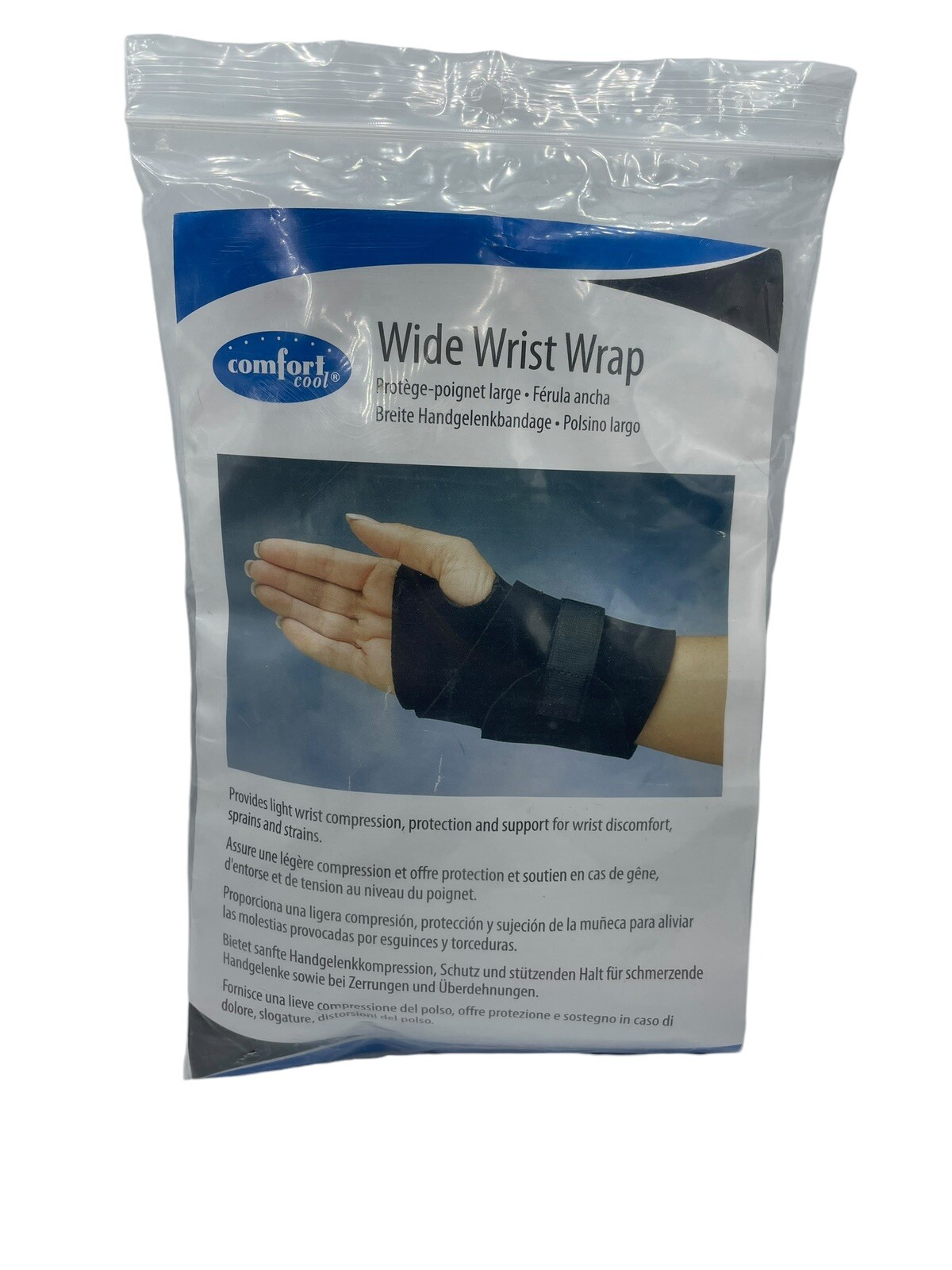 Comfort Cool Wide Wrist Wrap, Black – Provides Light Wrist Compression & Support